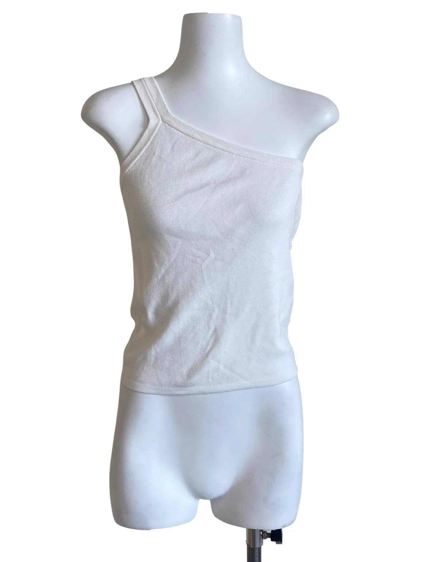 White Asymmetric Crop Top