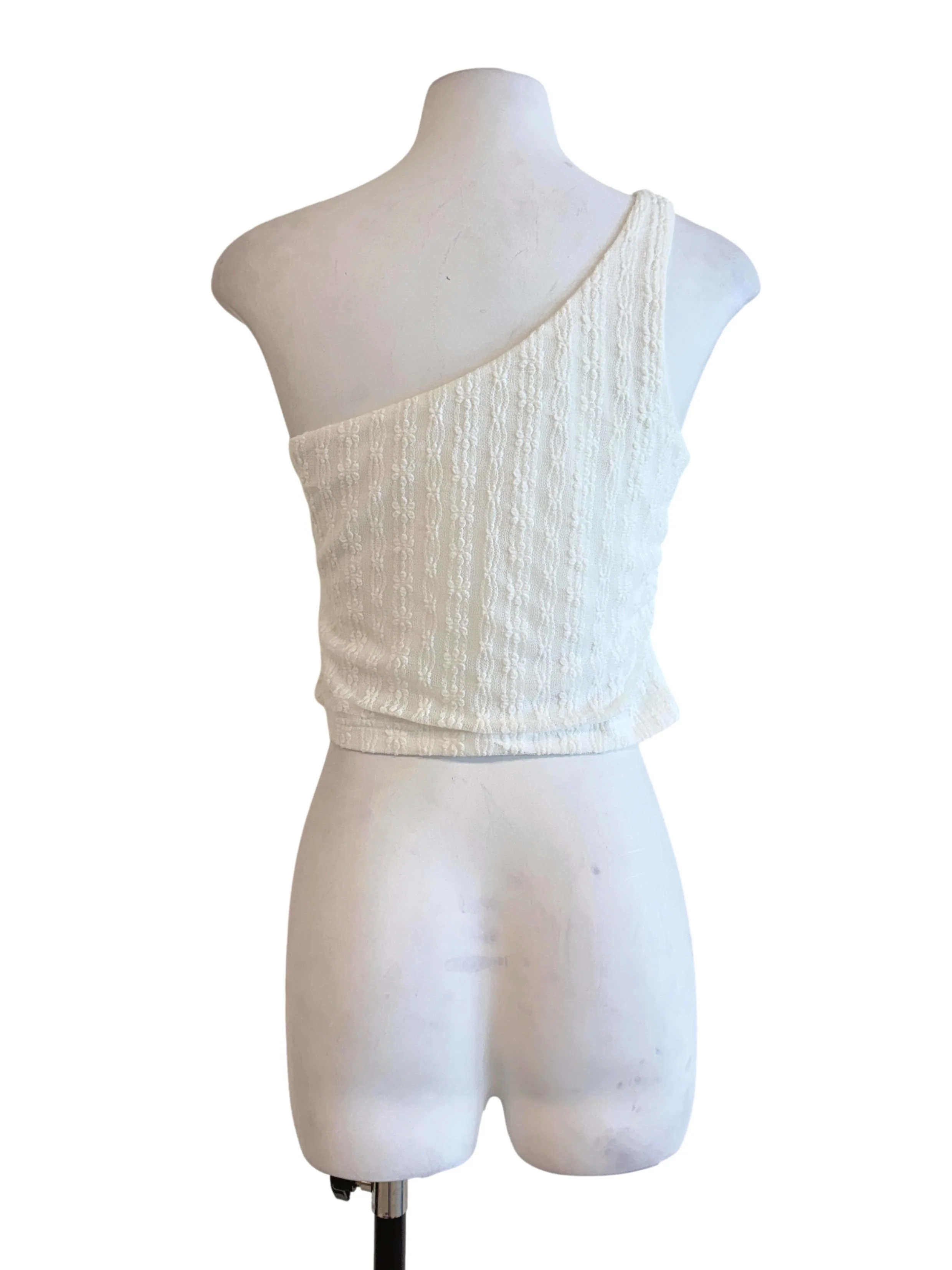 White Asymmetrical Crop Top - Image 2