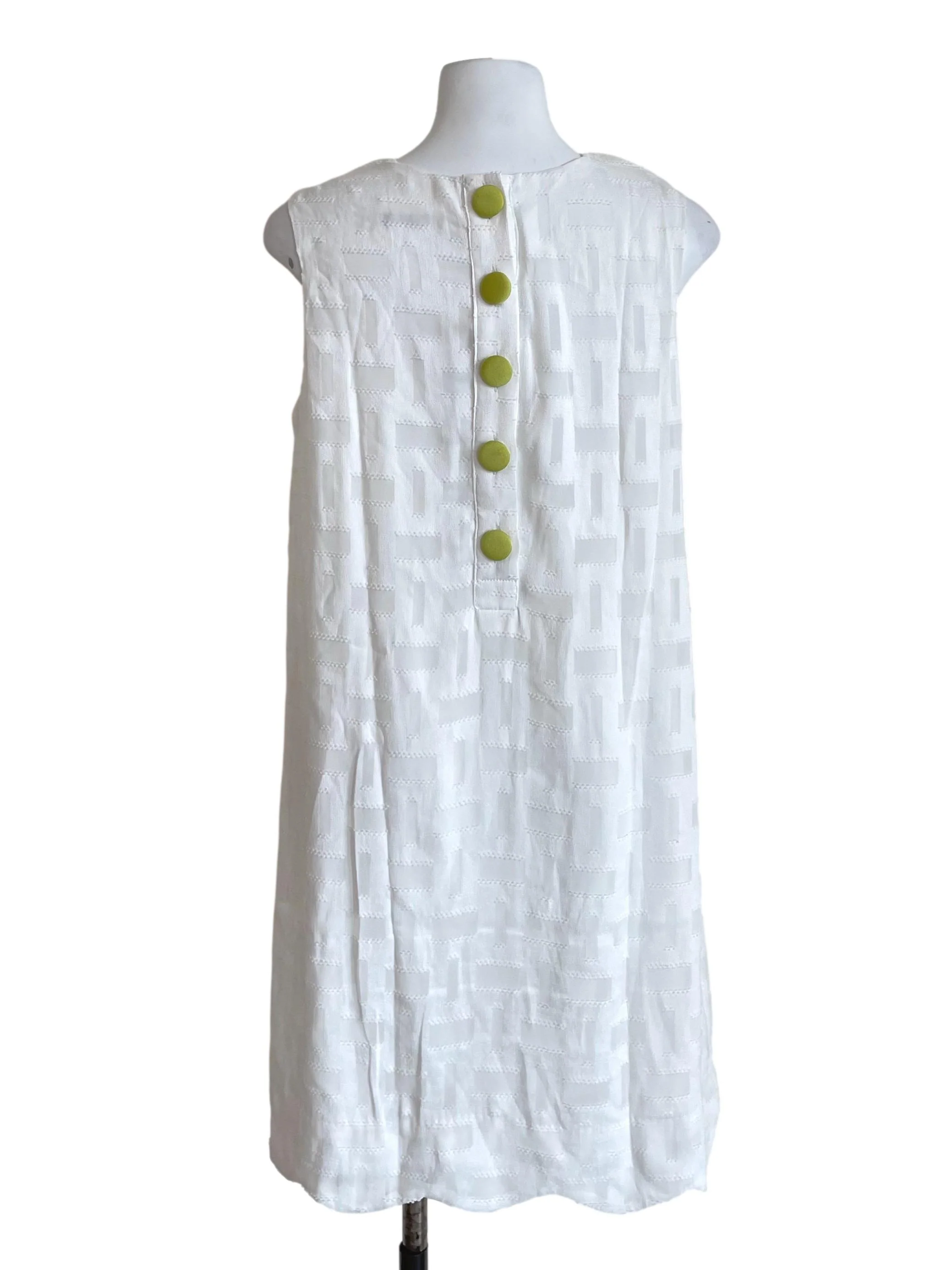 White Back Buttons Textured Dress - Image 2