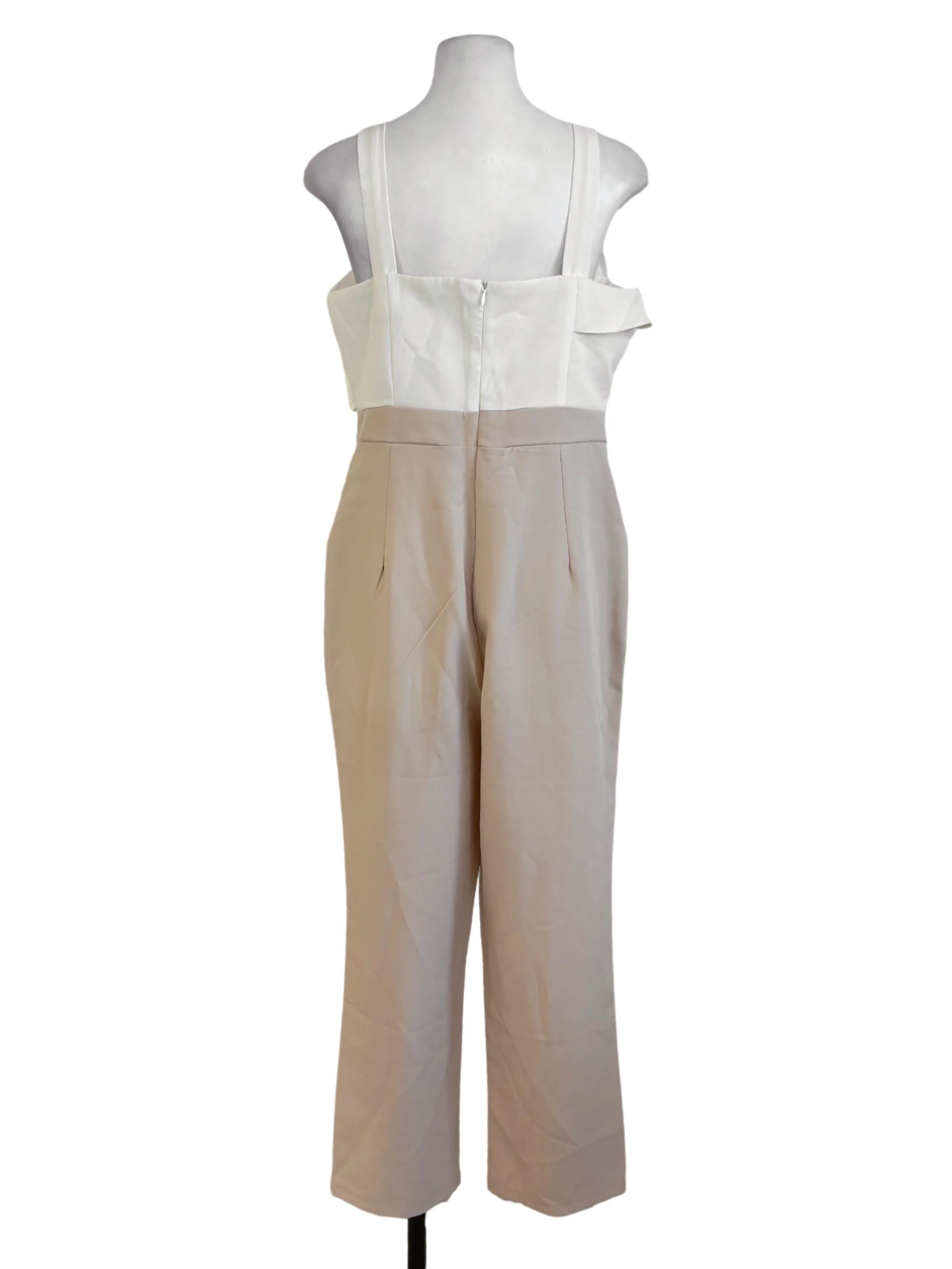 White Beige Ruffle Jumpsuit - Image 2