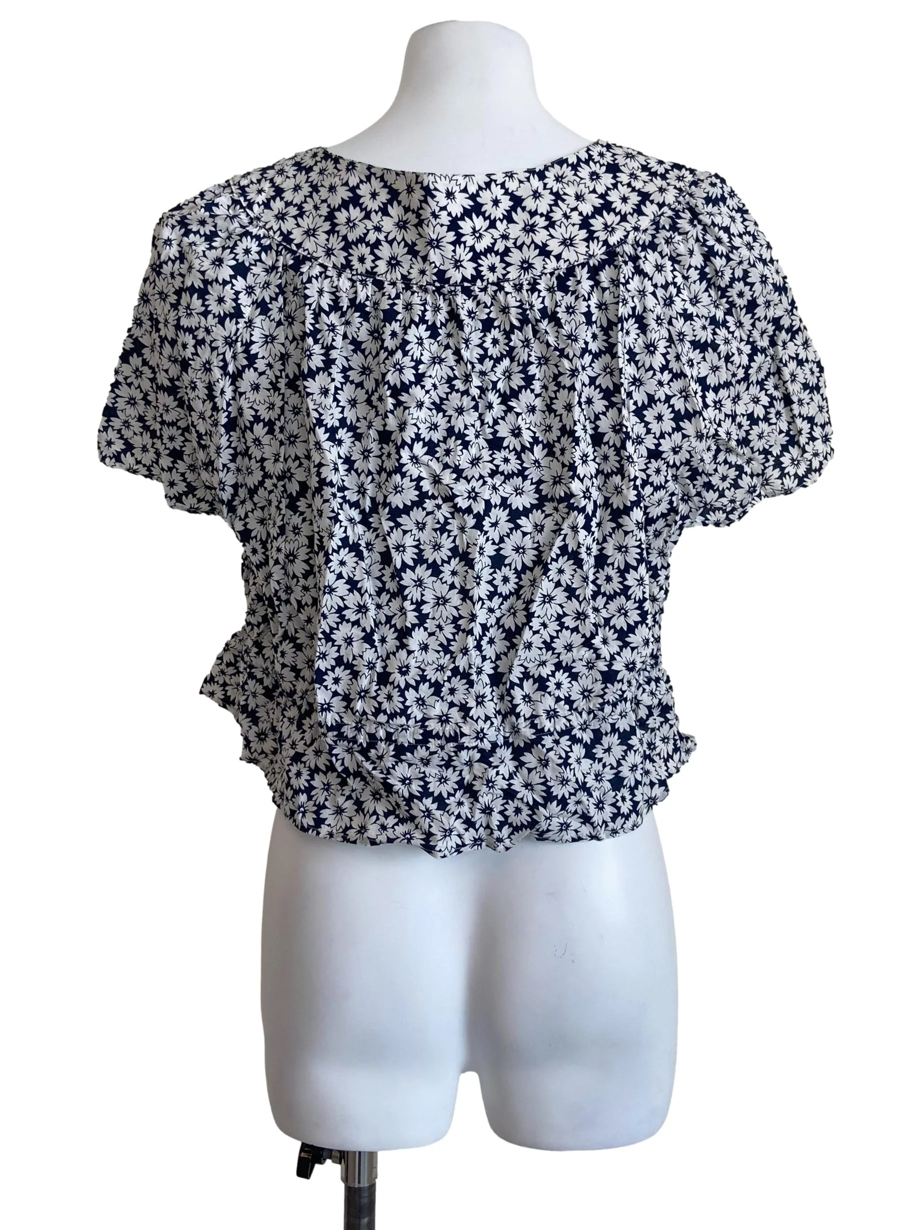 White & Blue Floral Babydoll Top - Image 2
