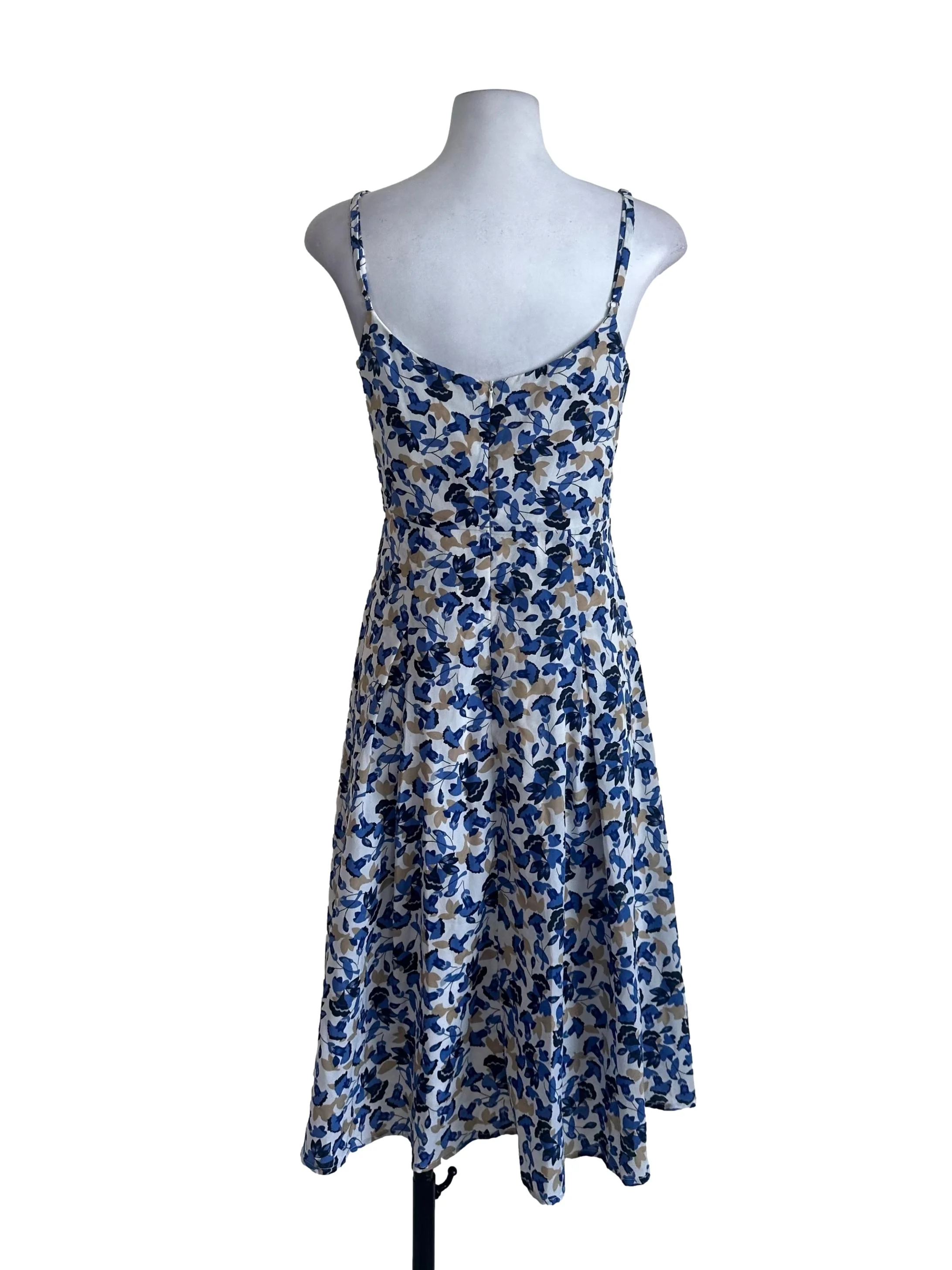 White Blue Pattern A Line Dress - Image 2