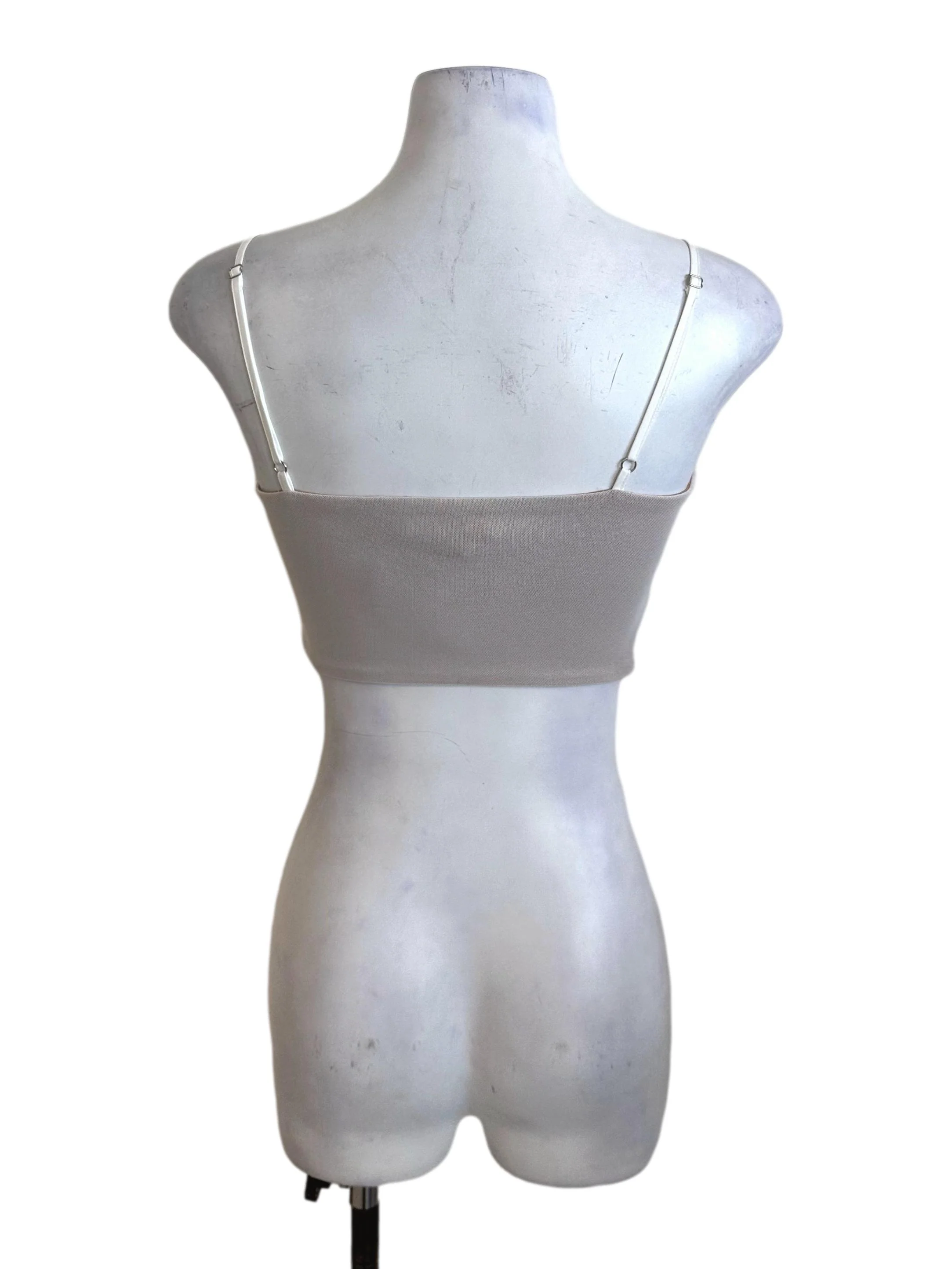 White Brown Mesh Net  V Neck Spaghetti Strap Top - Image 2