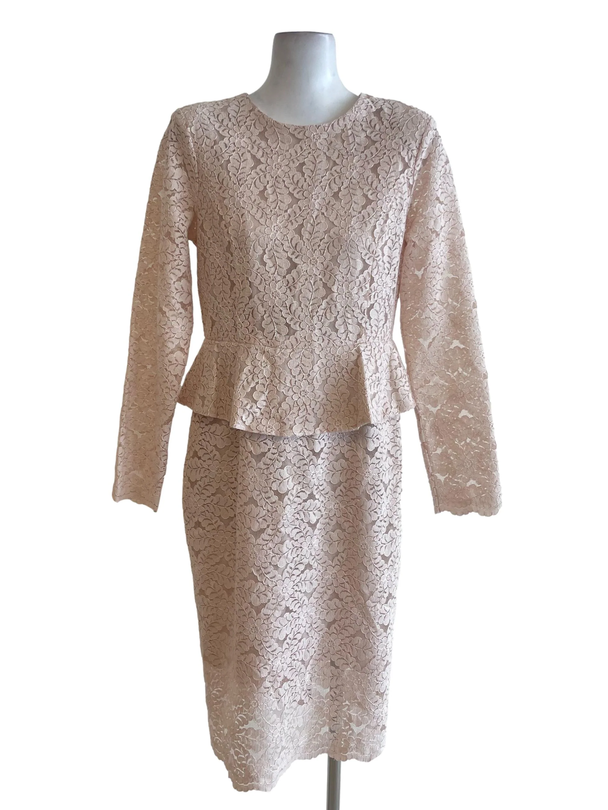 White Coconut Lace Peplum Dress
