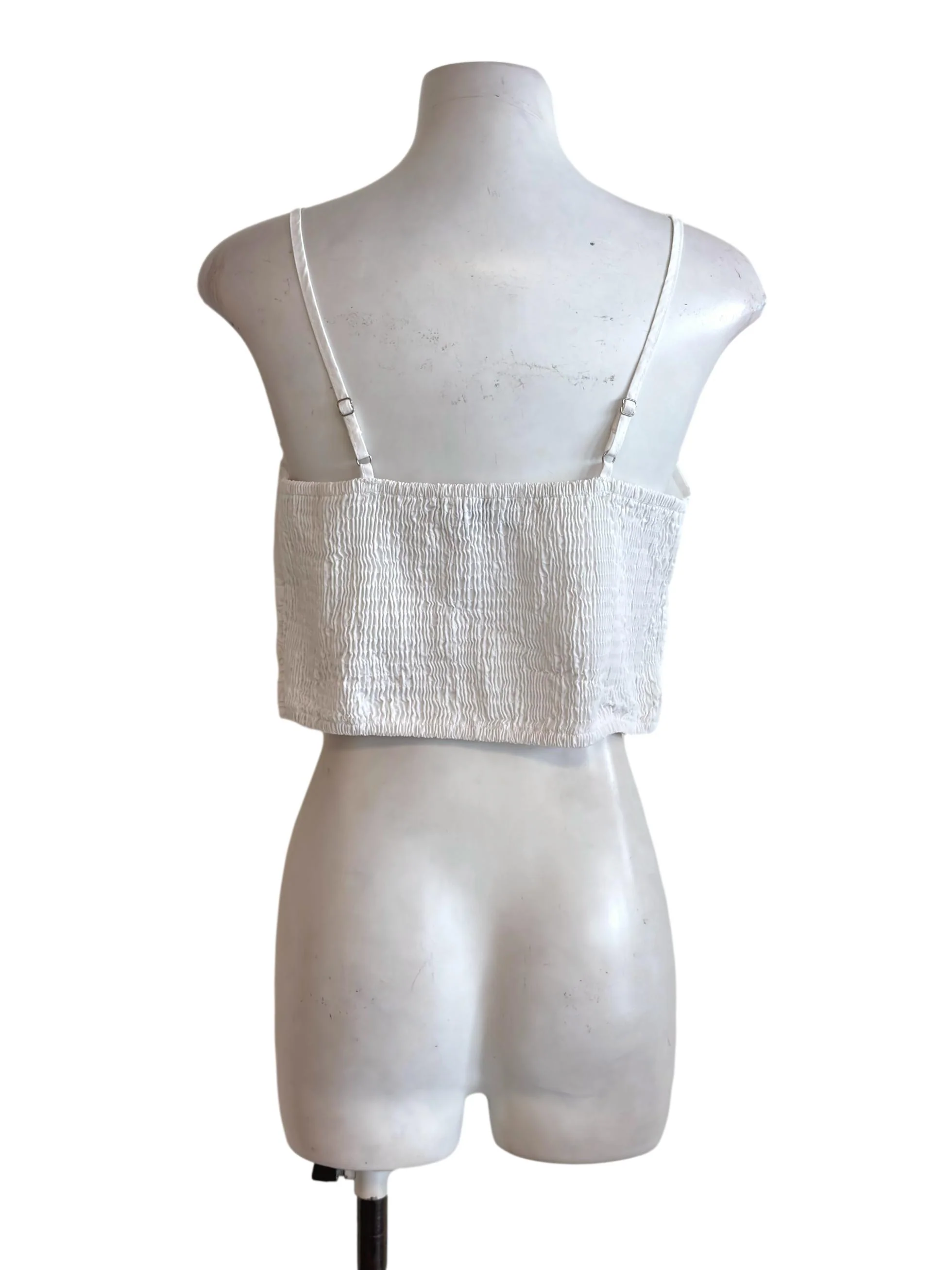White Cropped Spaghetti Top TEM - Image 2