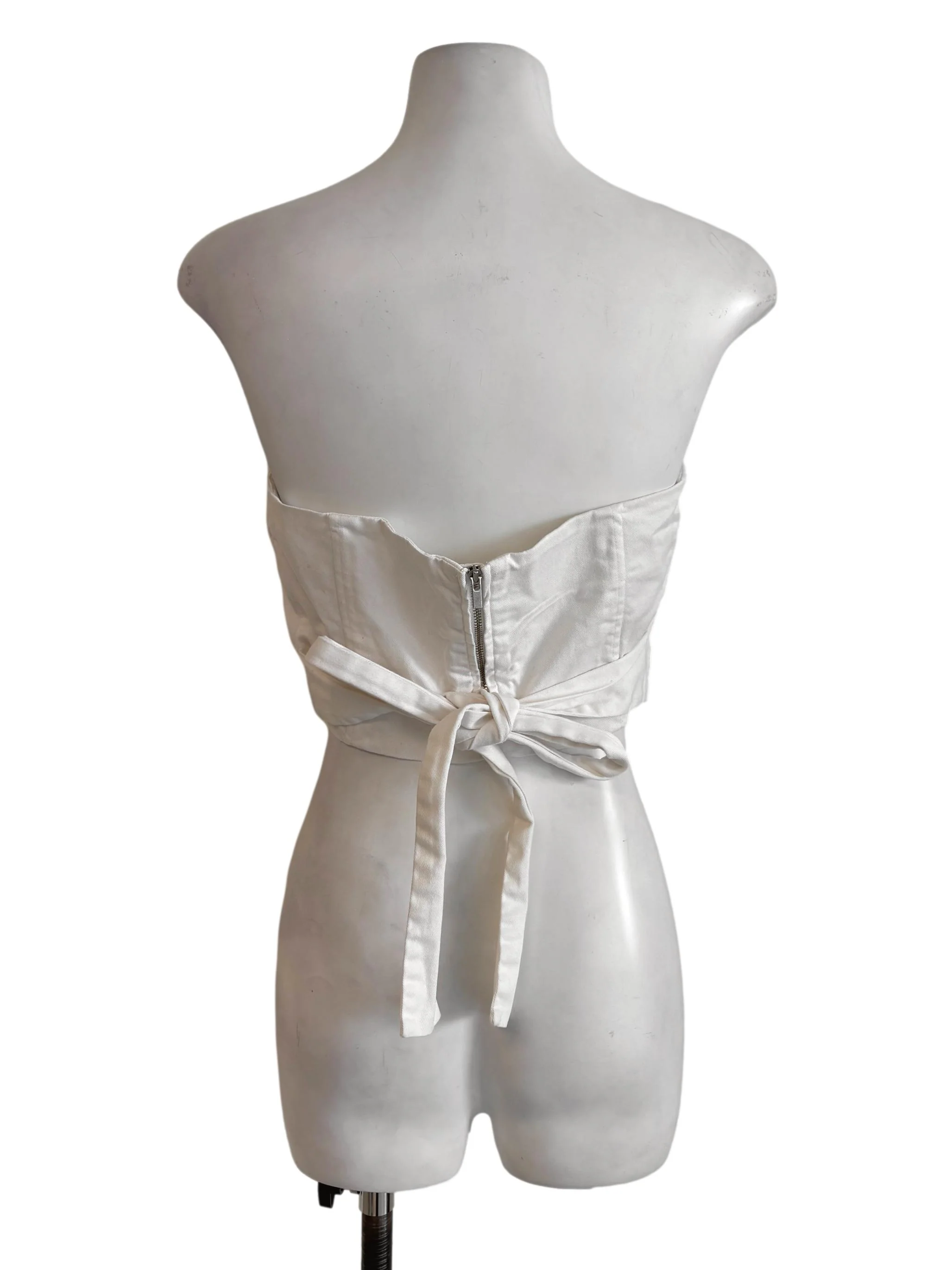 White Denim Strapless Top - Image 2