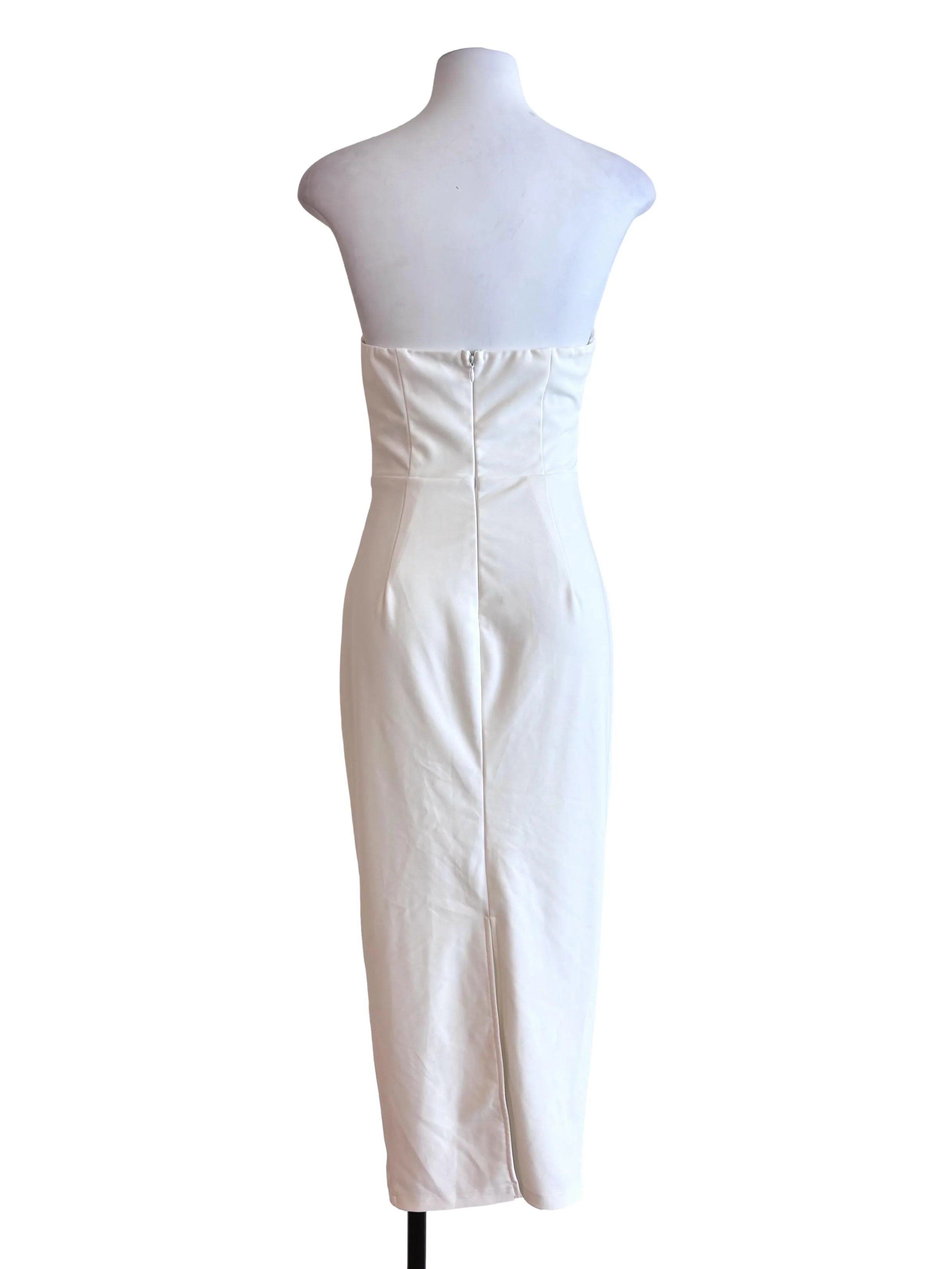 White Drape Strapless Dress - Image 2
