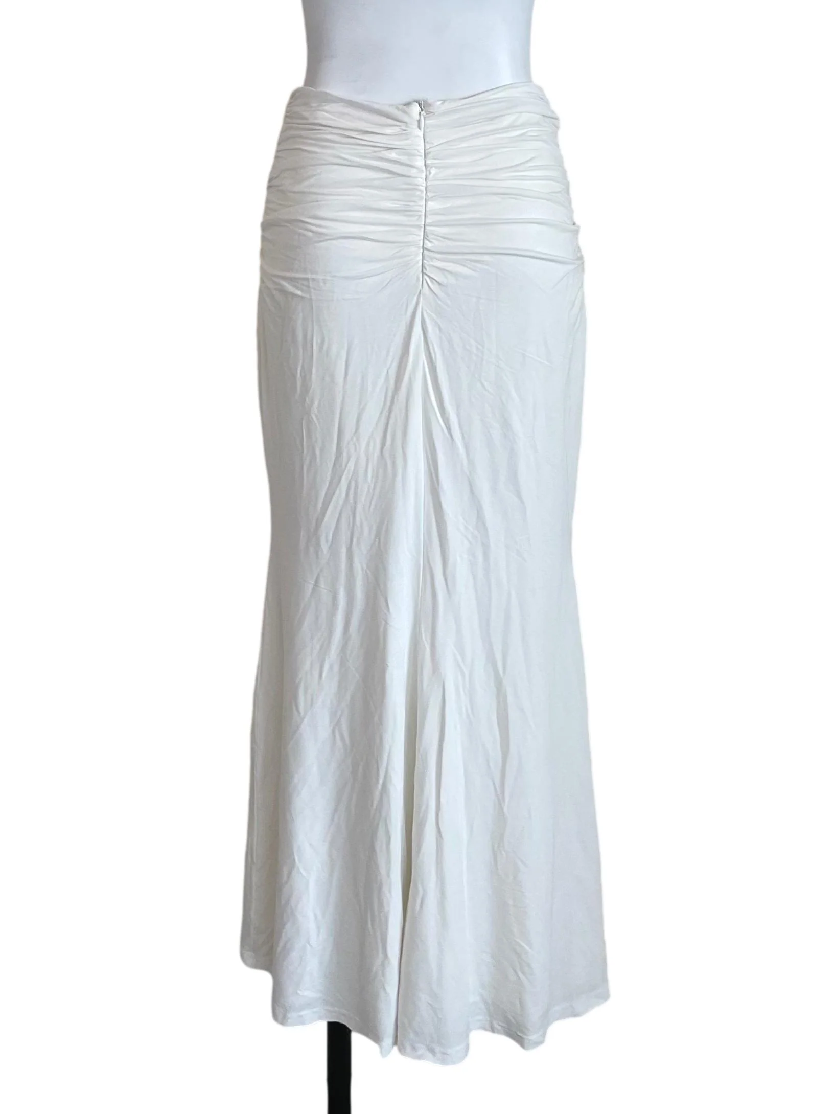 White Draped Mandarin Pearls Skirt - Image 2