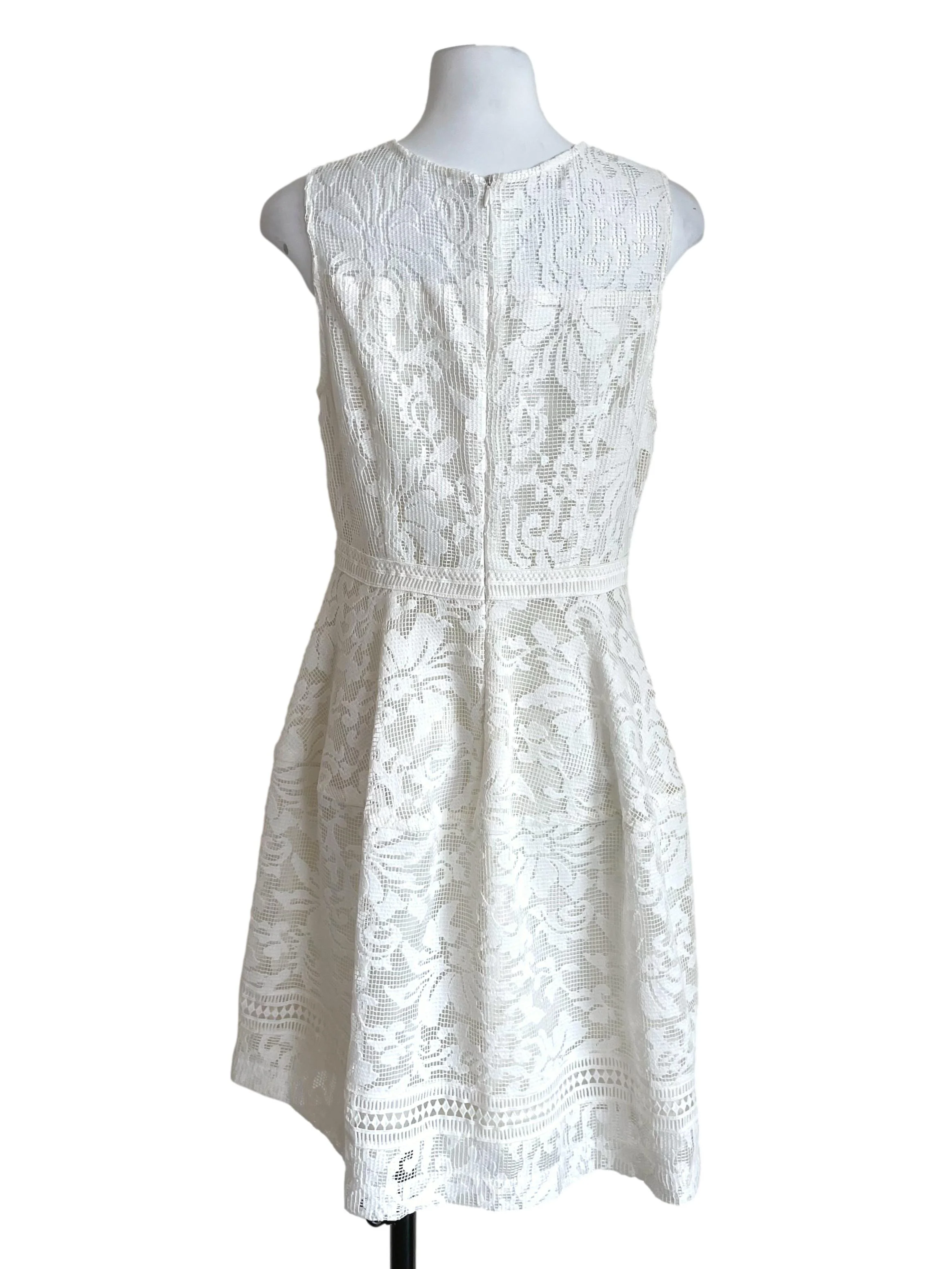 White Embroidery A-Line Dress - Image 2