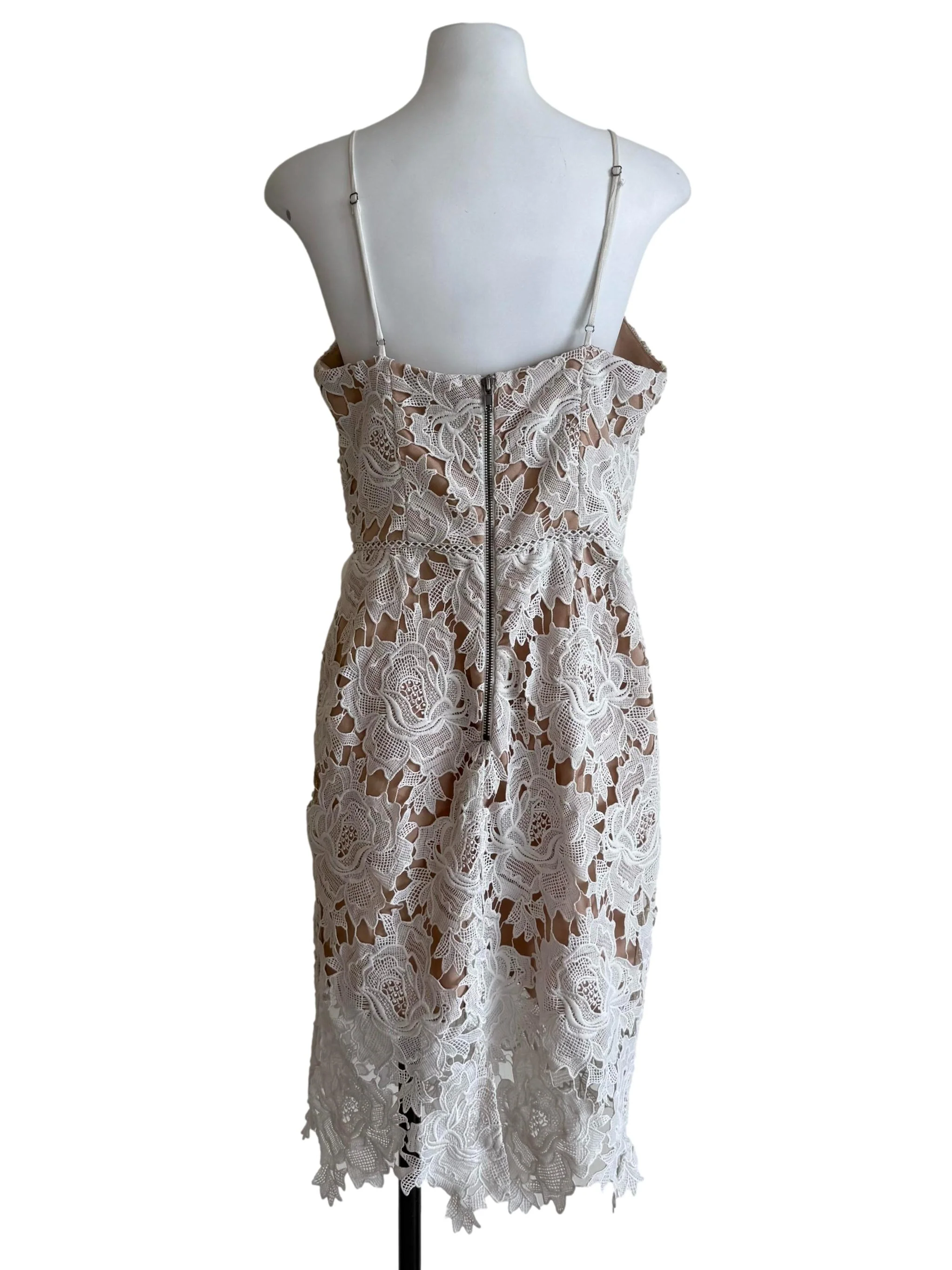 White Embroidery Halter Neck Sheath Dress - Image 2