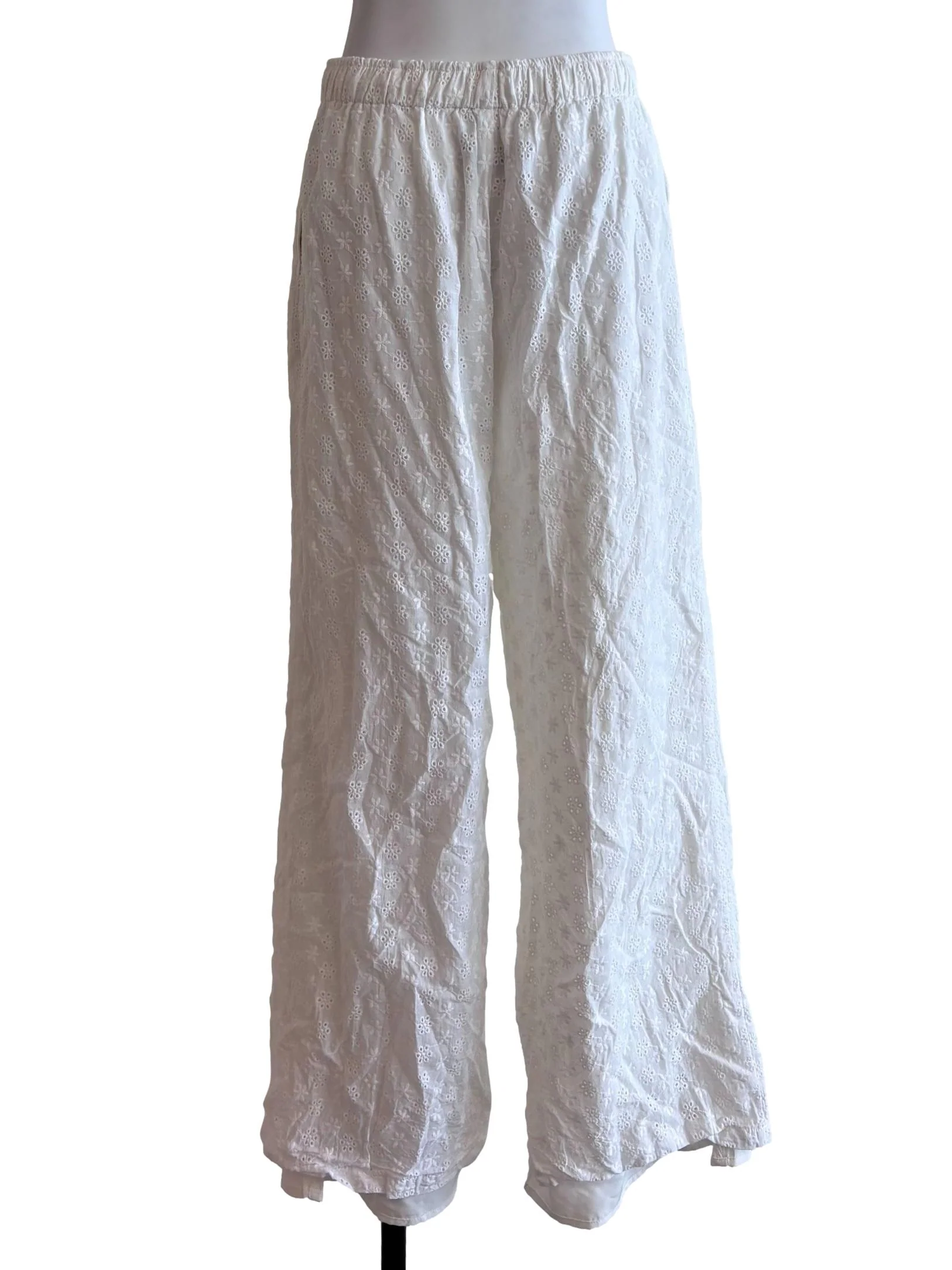 White Eyelet Drawstring Pants - Image 2