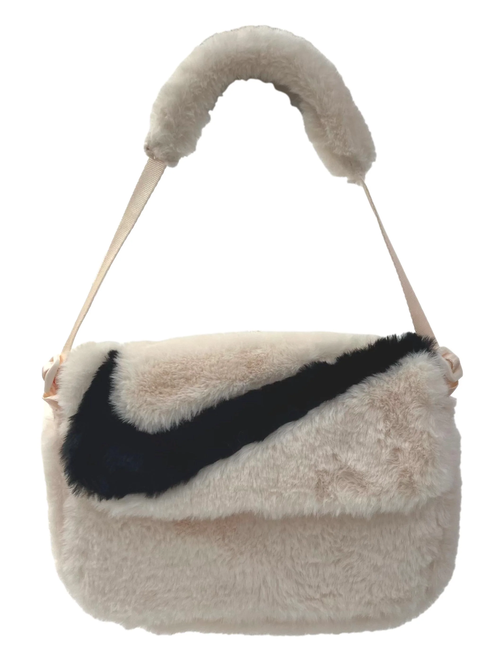 White Faux Fur Sportswear Futura 365 Crossbody Bag CSN
