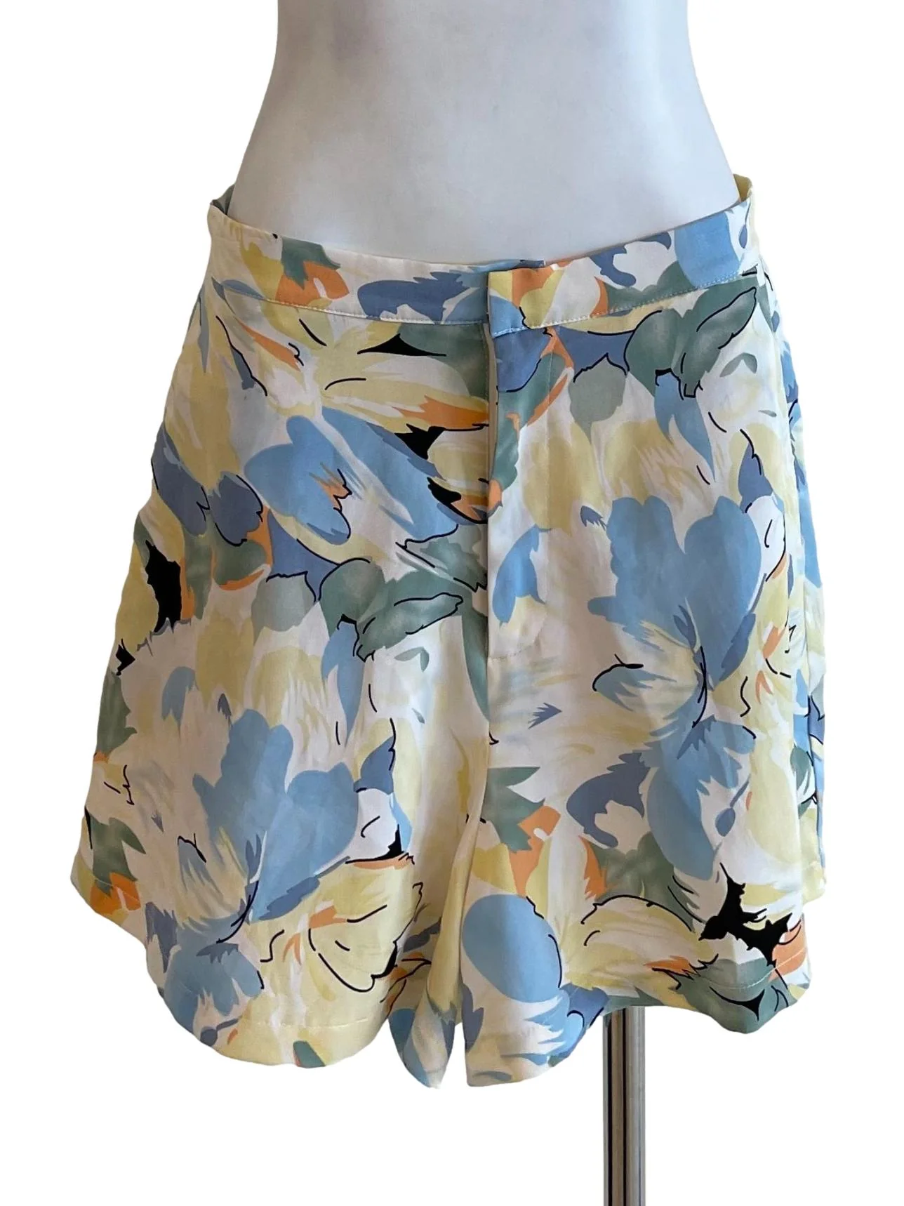 White Floral A-Line Shorts