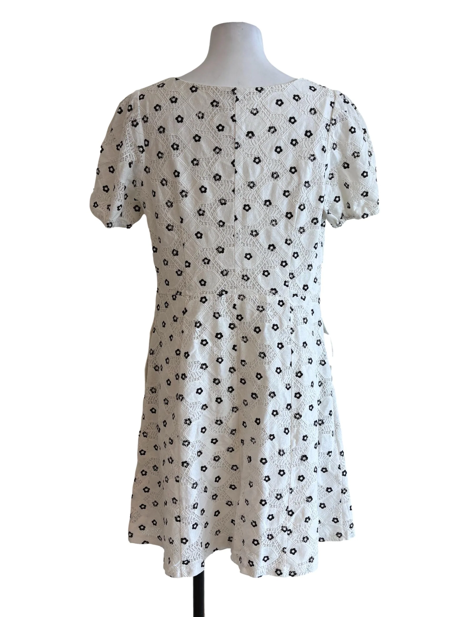 White Floral Eyelet A-Line Dress - Image 2