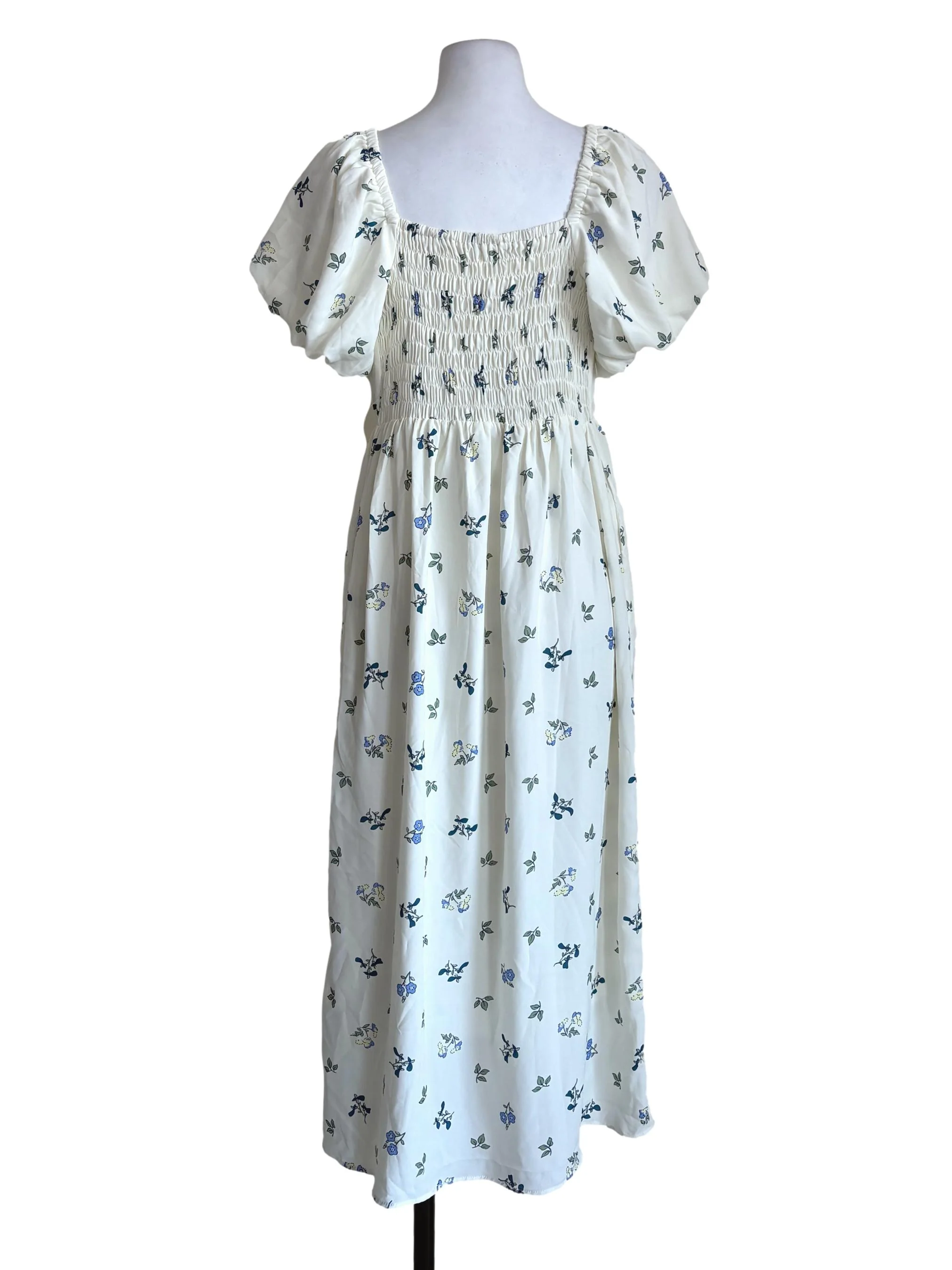 White Floral Knife Pleated Dress - Image 2