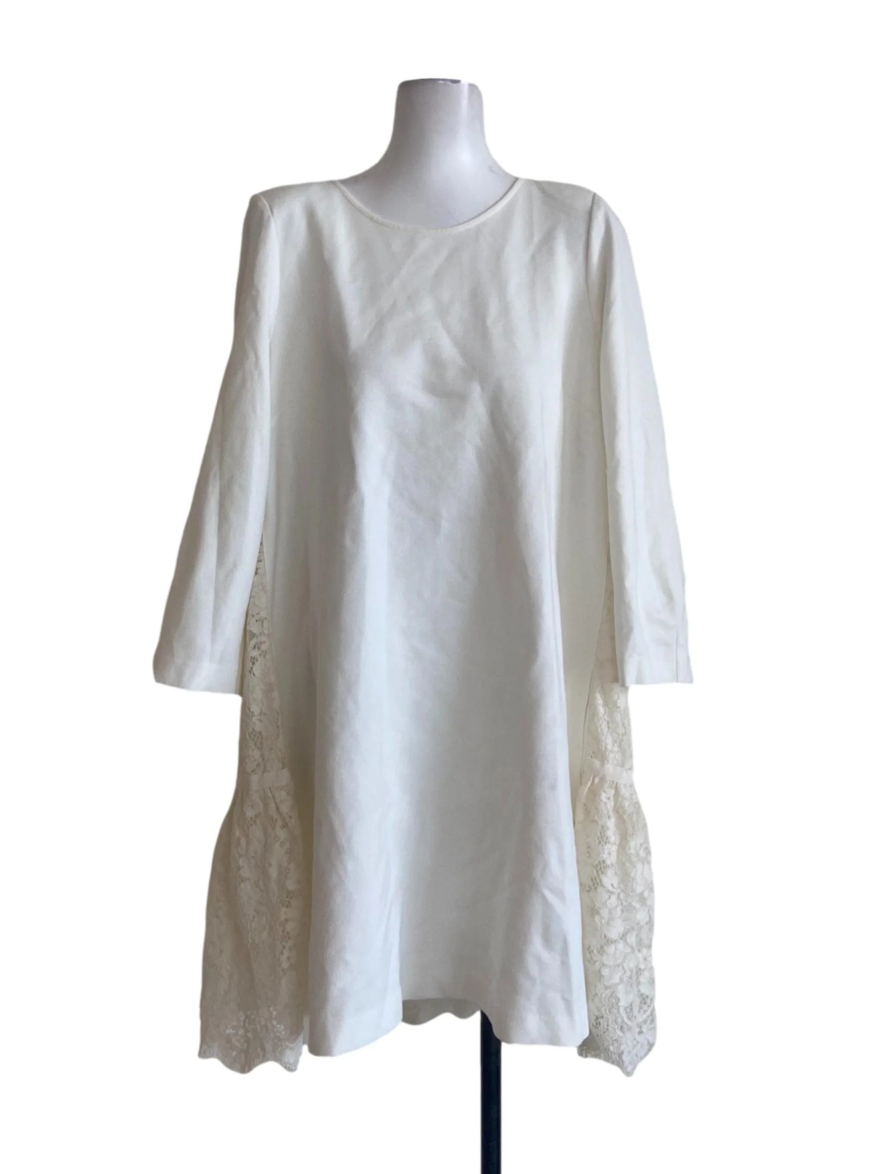 White & Floral Lace A-Line Dress