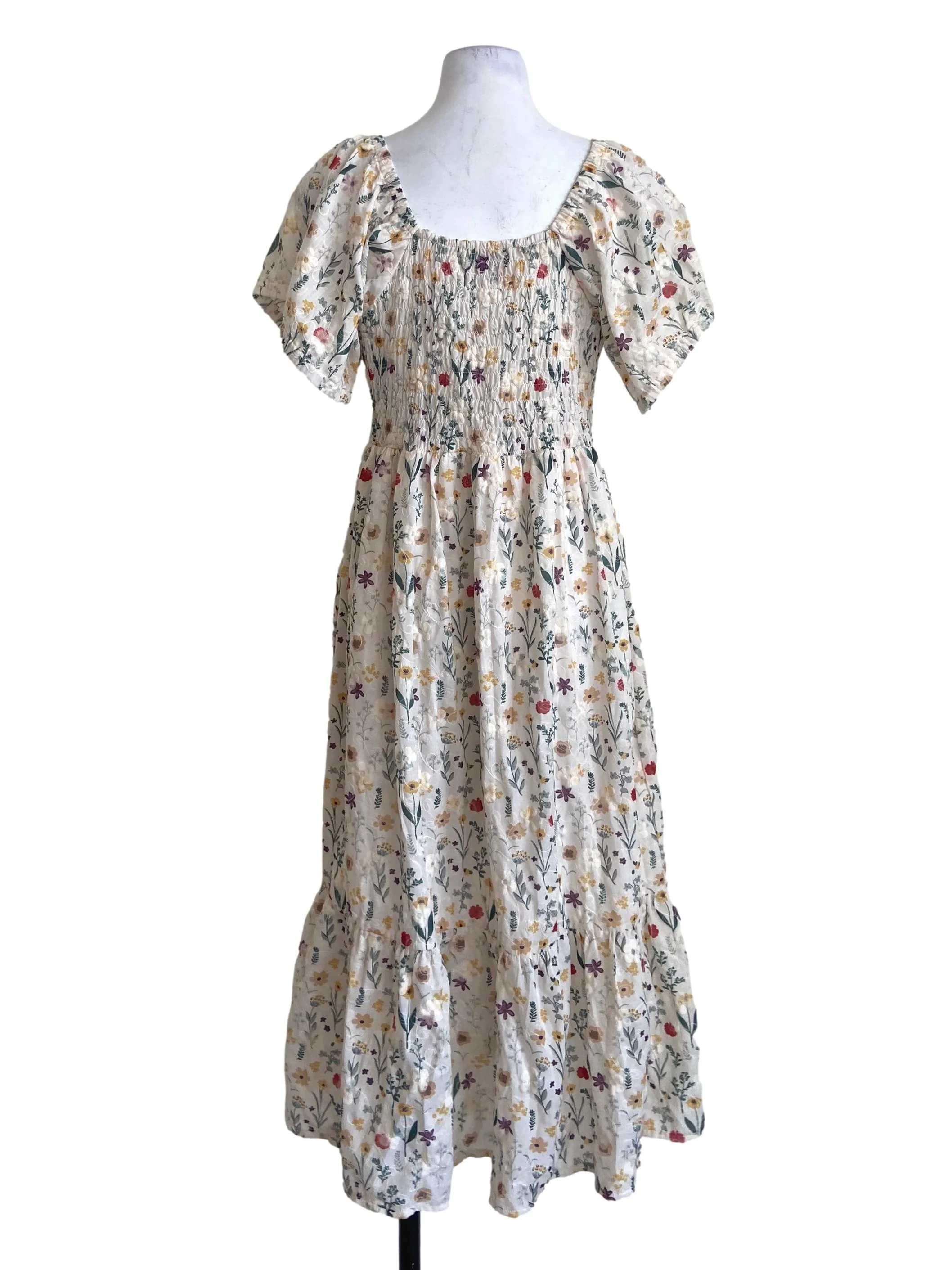 White & Floral Layered Dress - Image 2