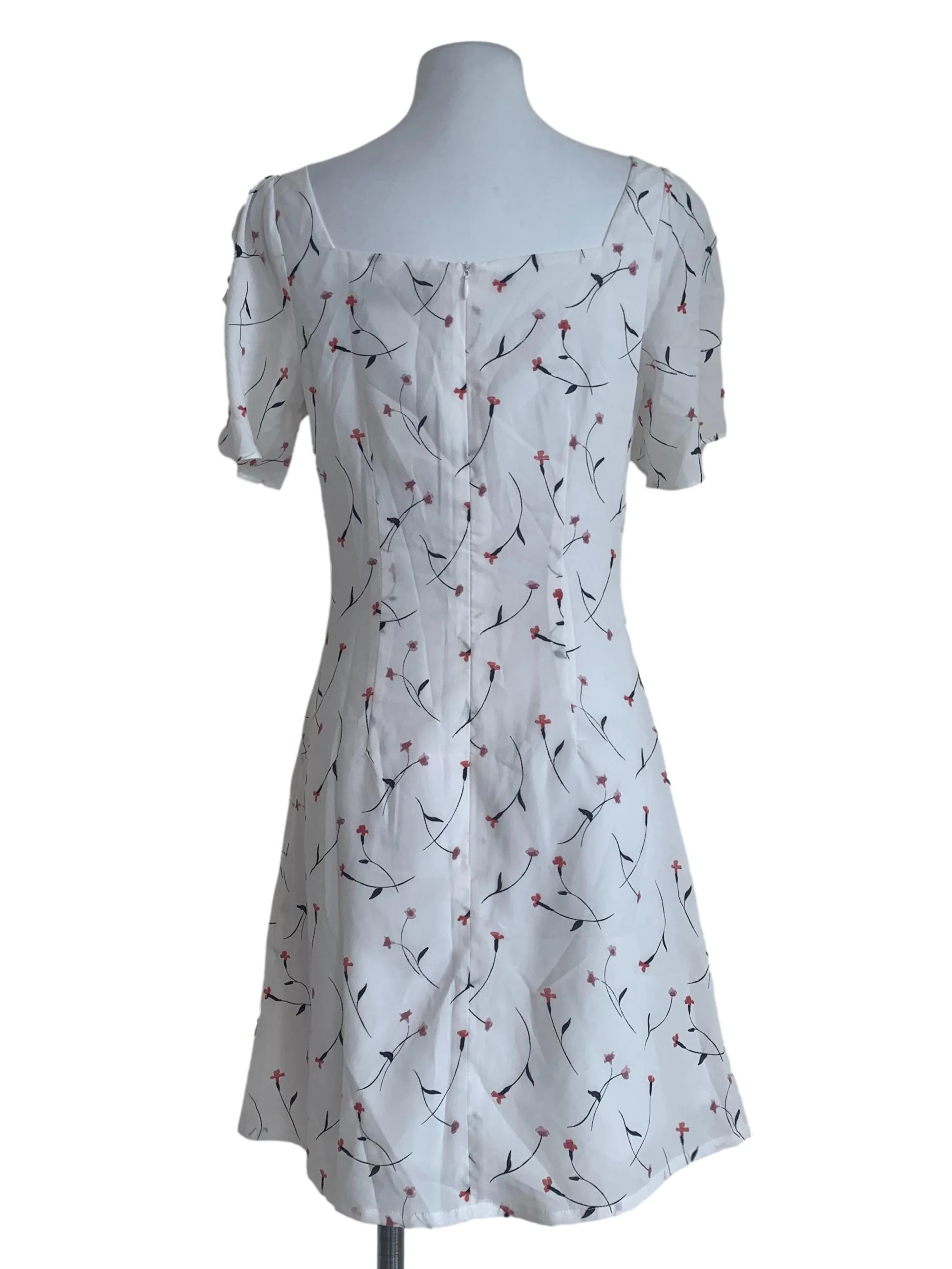 White Floral Patterned Dress - Image 2