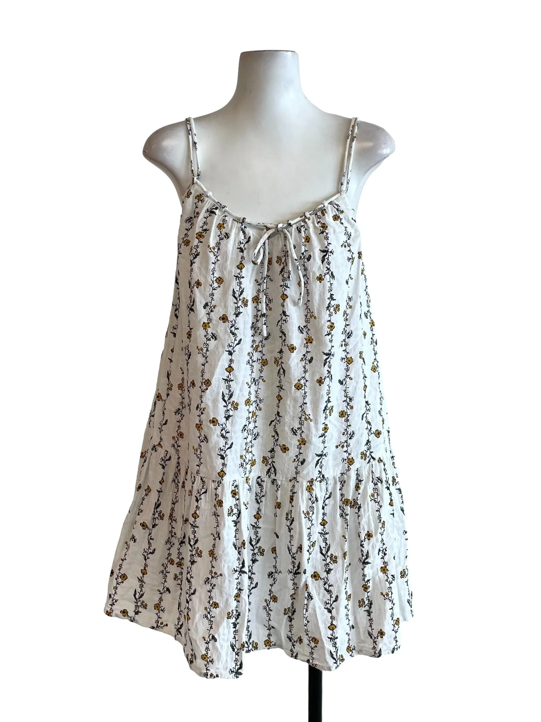 White Floral Tiered Coquette Dress