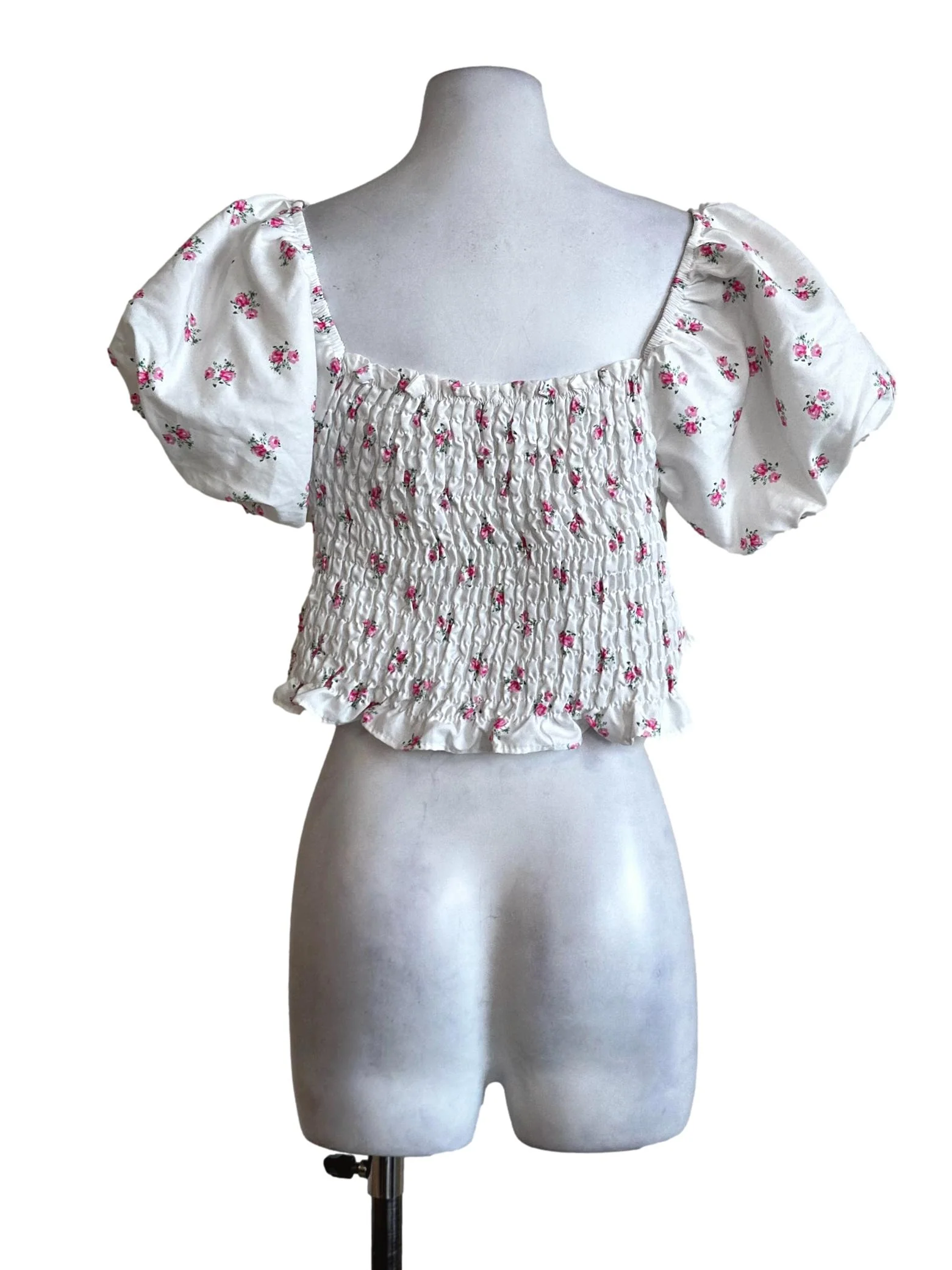White Flower Printed Crop Top - Image 2
