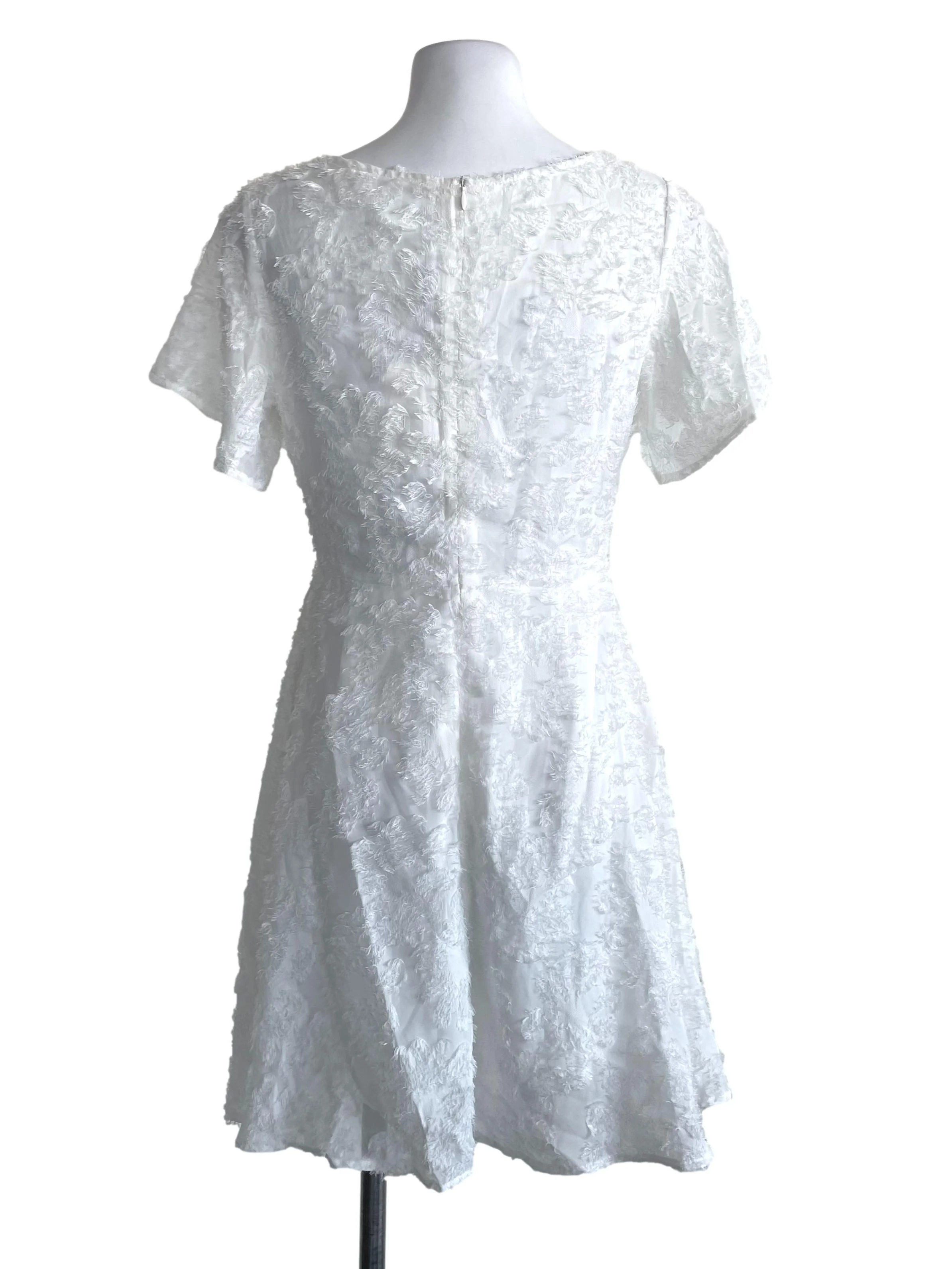 White Fuzzy A-Line Dress - Image 2
