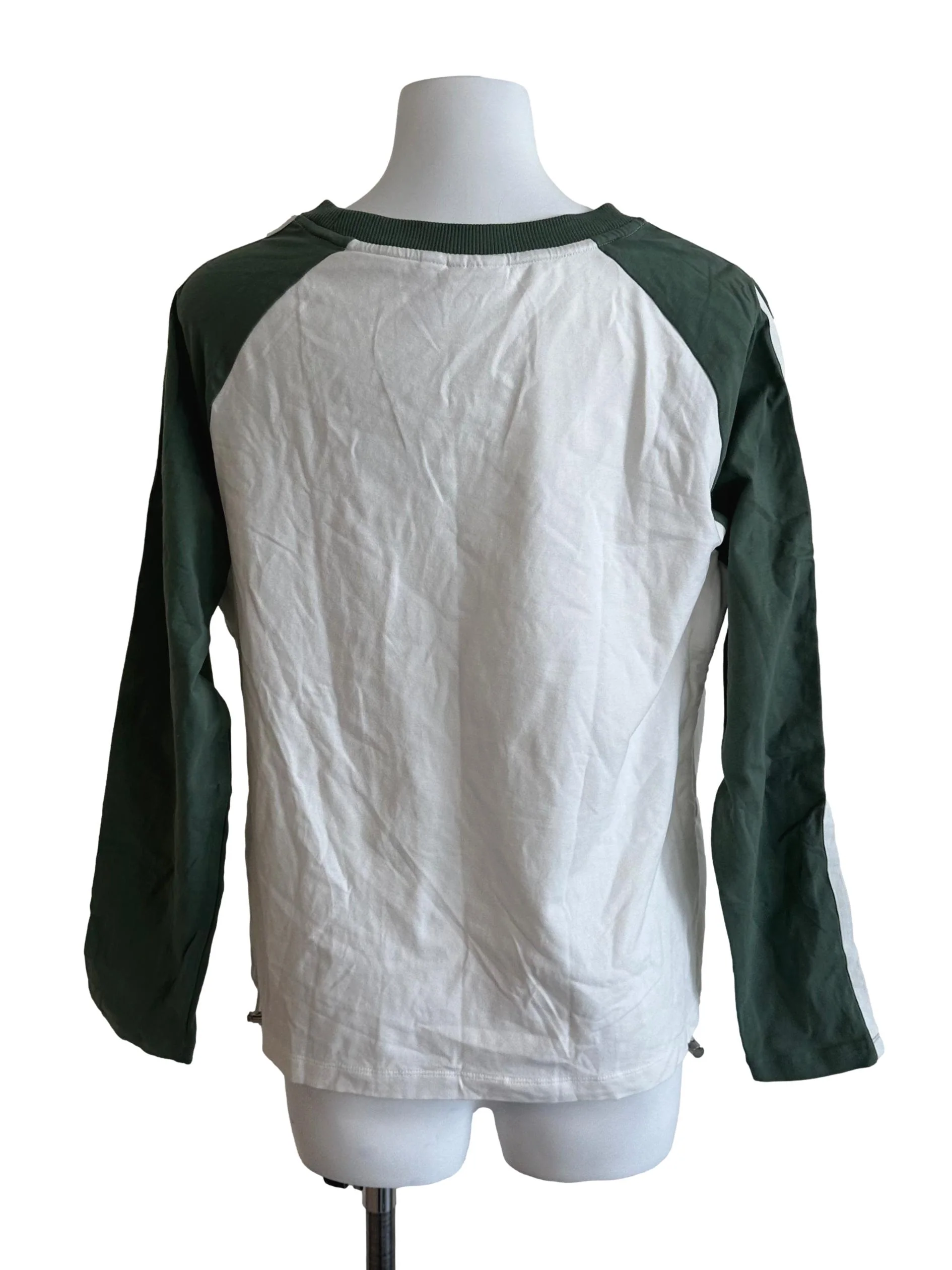 White Green Stripe Long Sleeve Top - Image 2