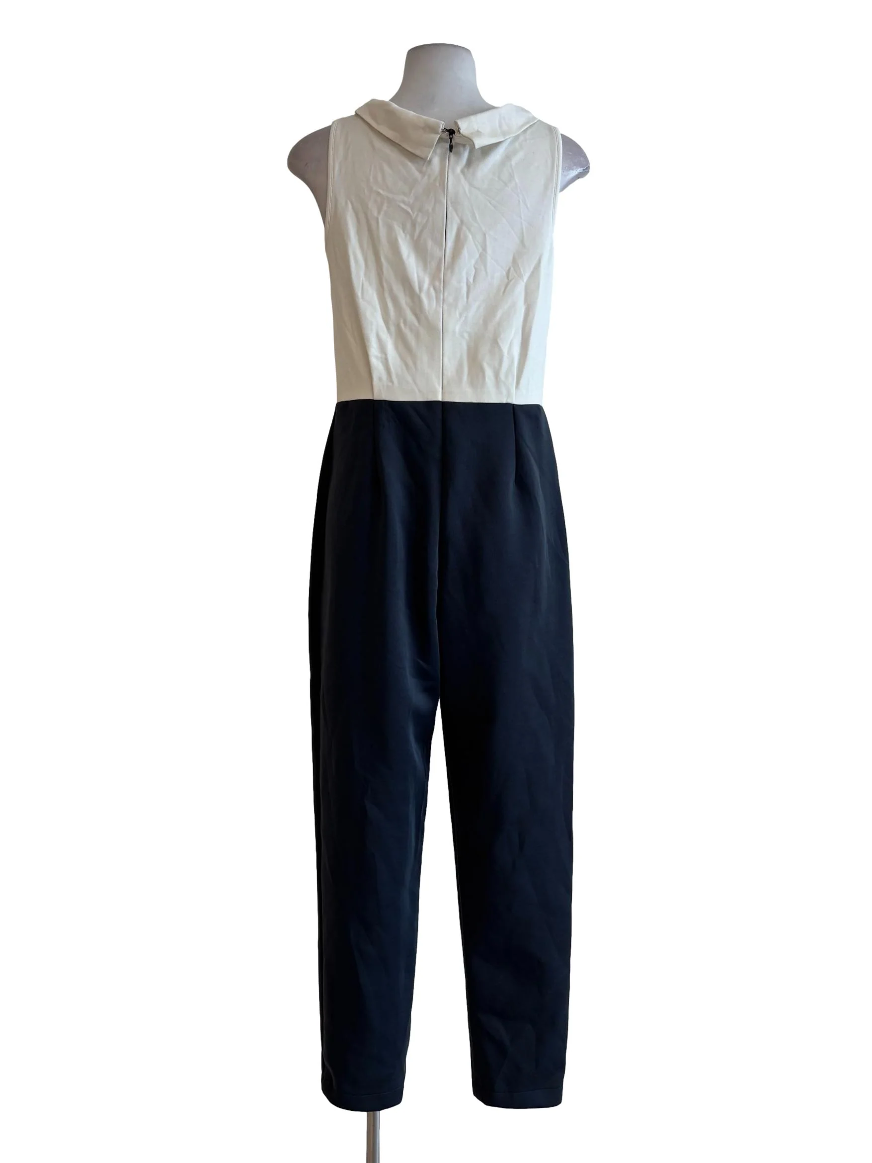 White Grey Turtleneck Sleeveless Jumpsuit - Image 2
