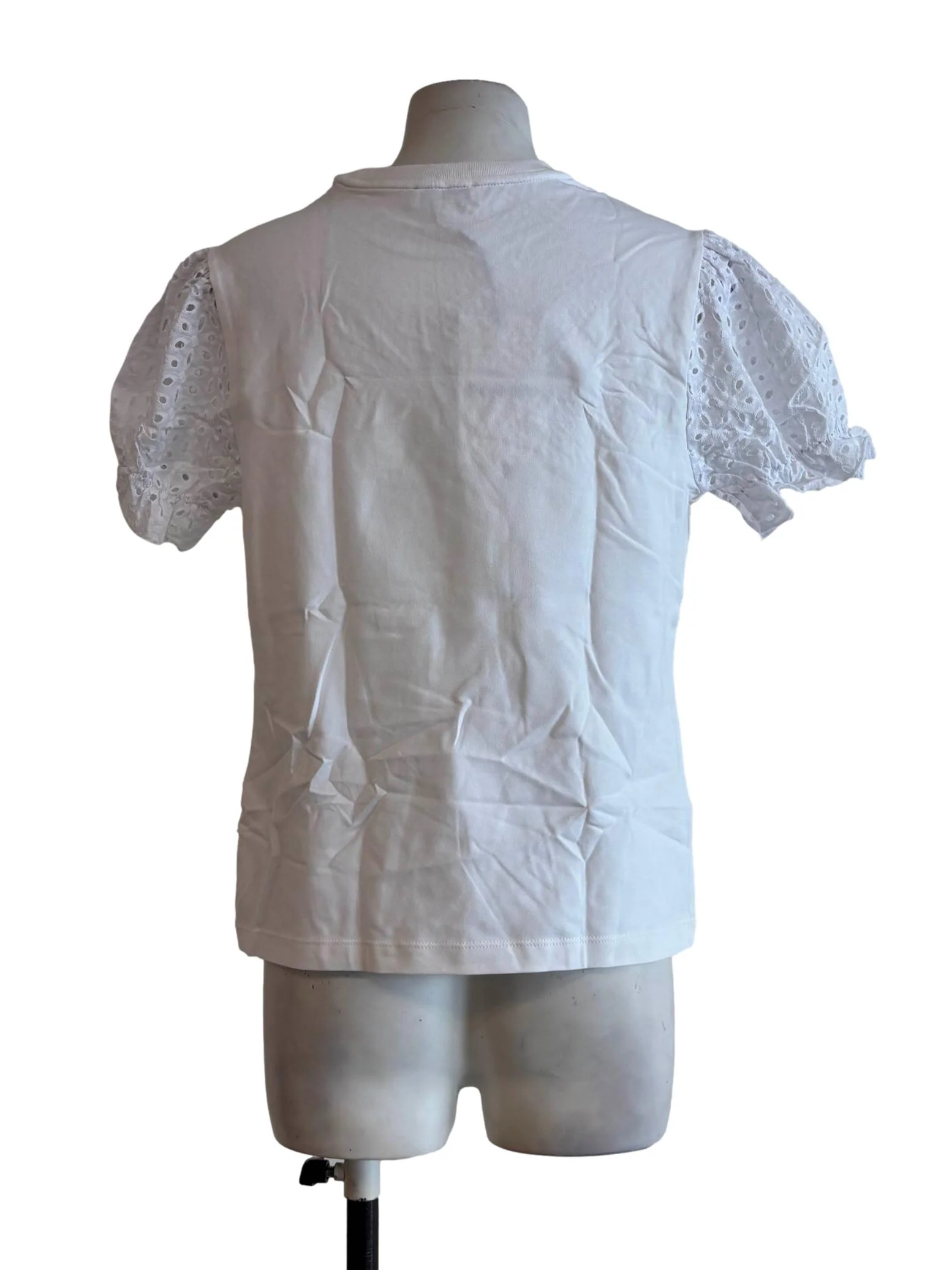 White Lace Sleeve Graphic Tee - Image 2
