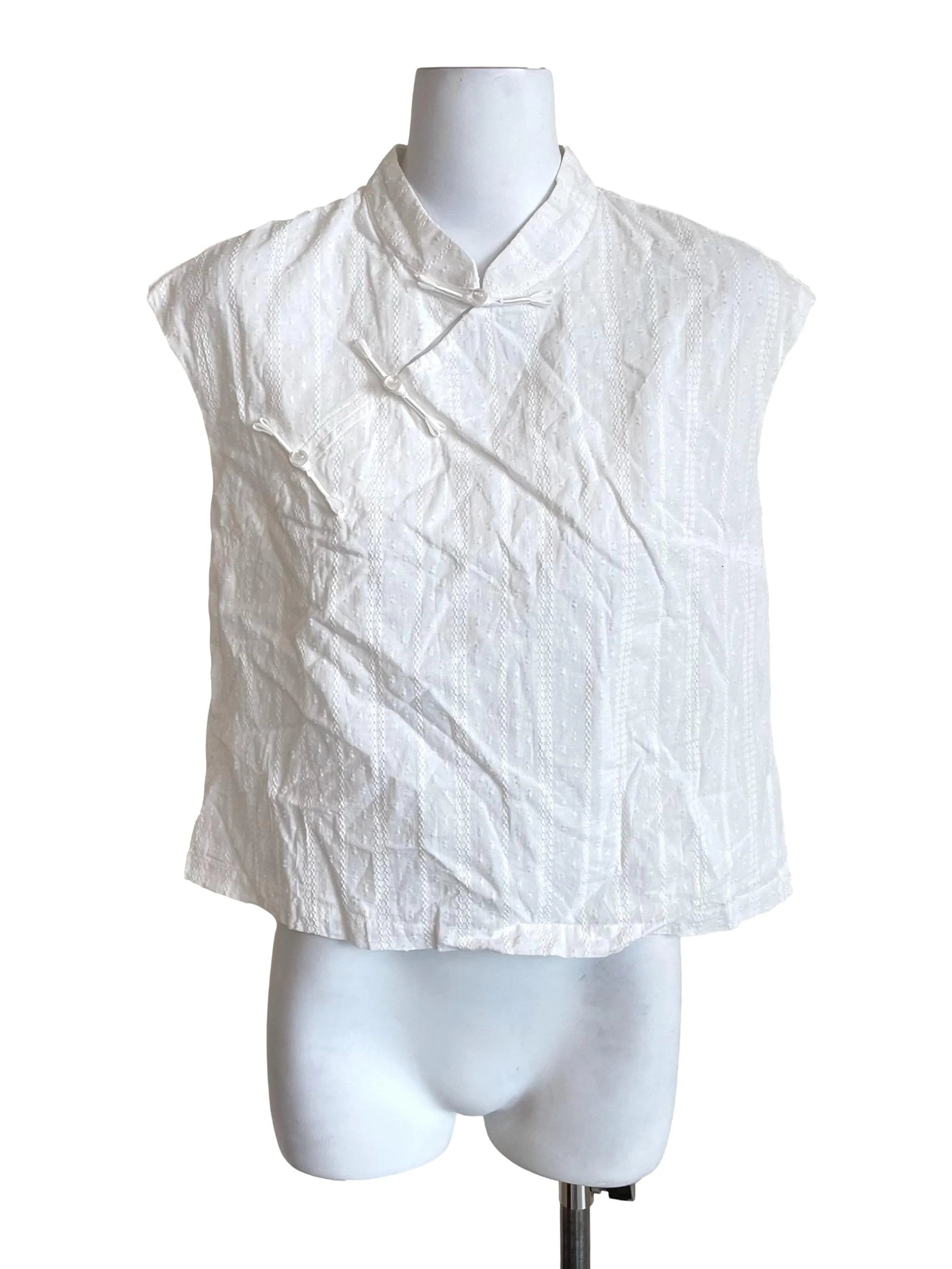 White Lacy Cheongsam Top TEM