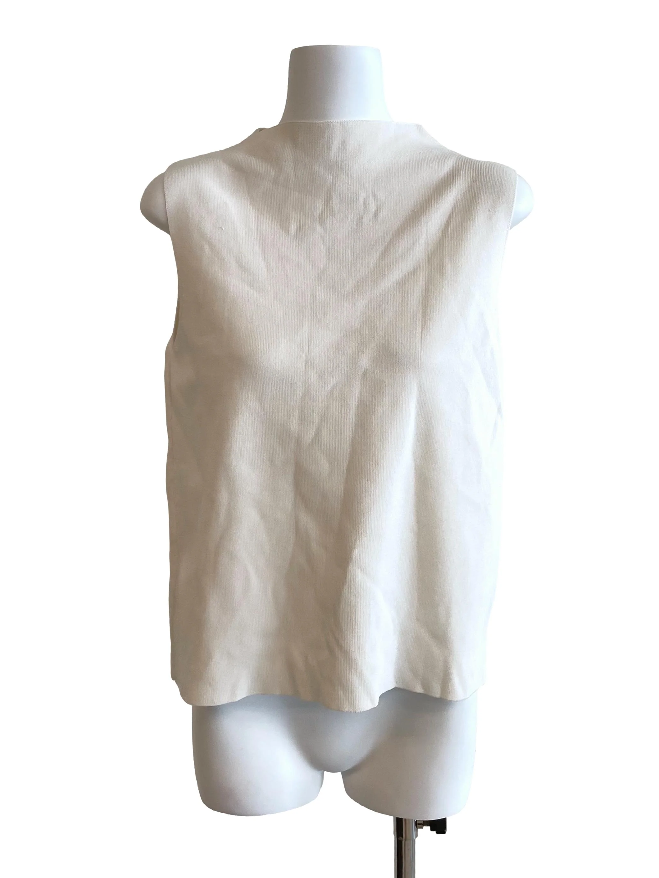 White Mid Neck Knit Top LB