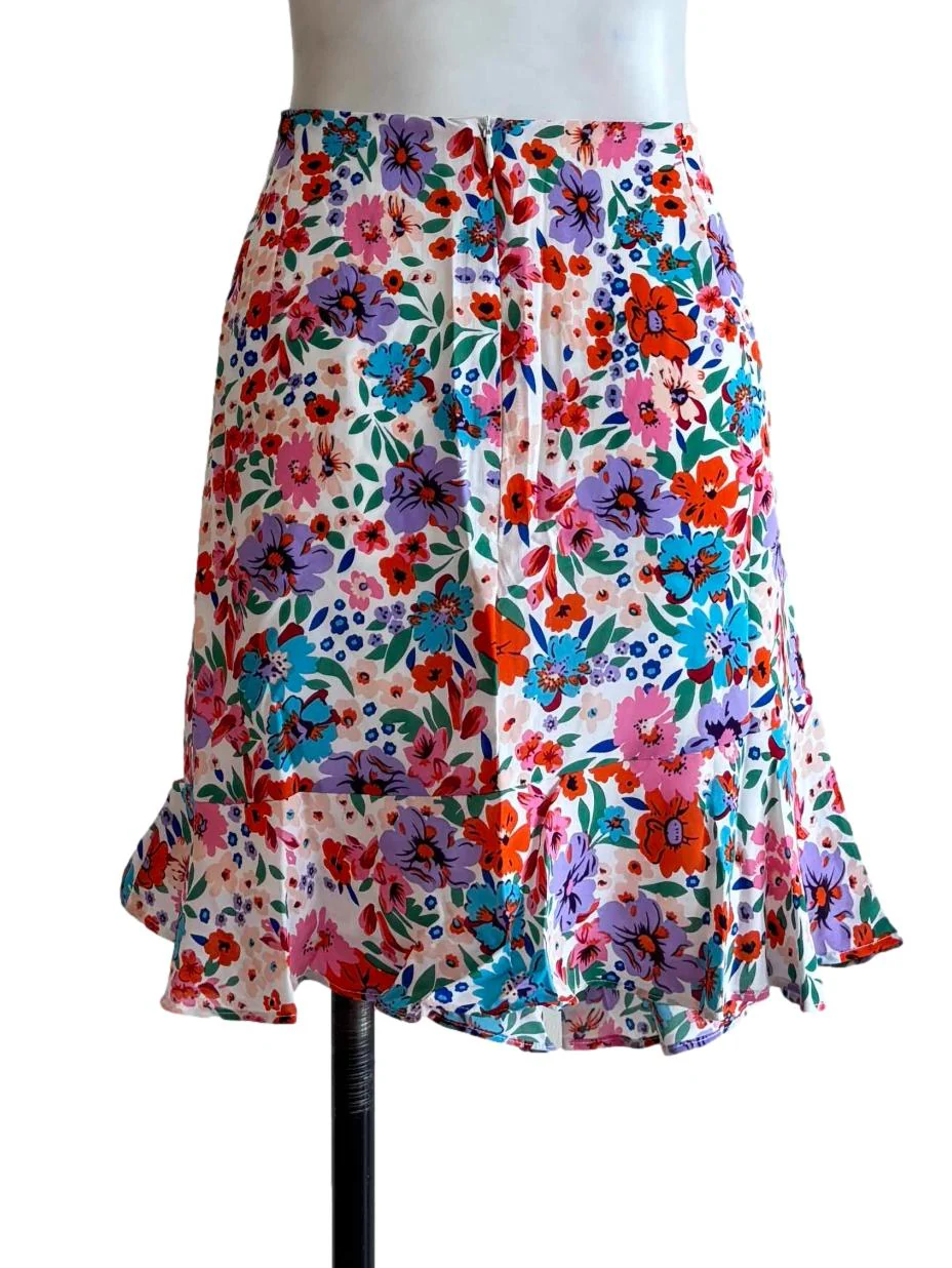 White Multicolor Floral Mini Skirt - Image 2