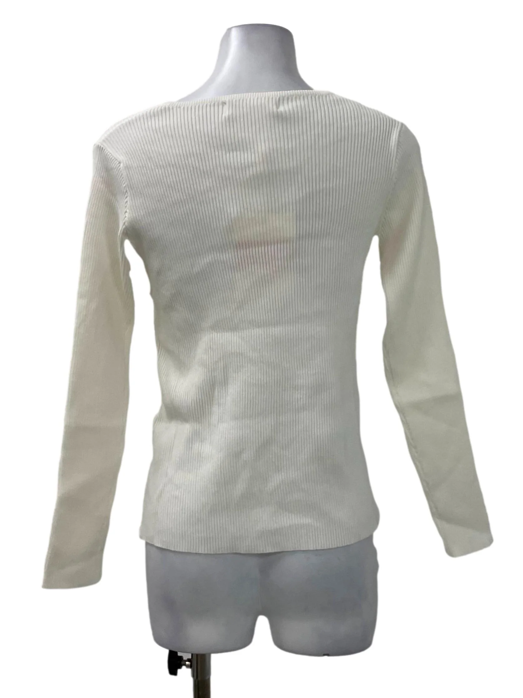 White Overlap Ribbed Top - Image 2