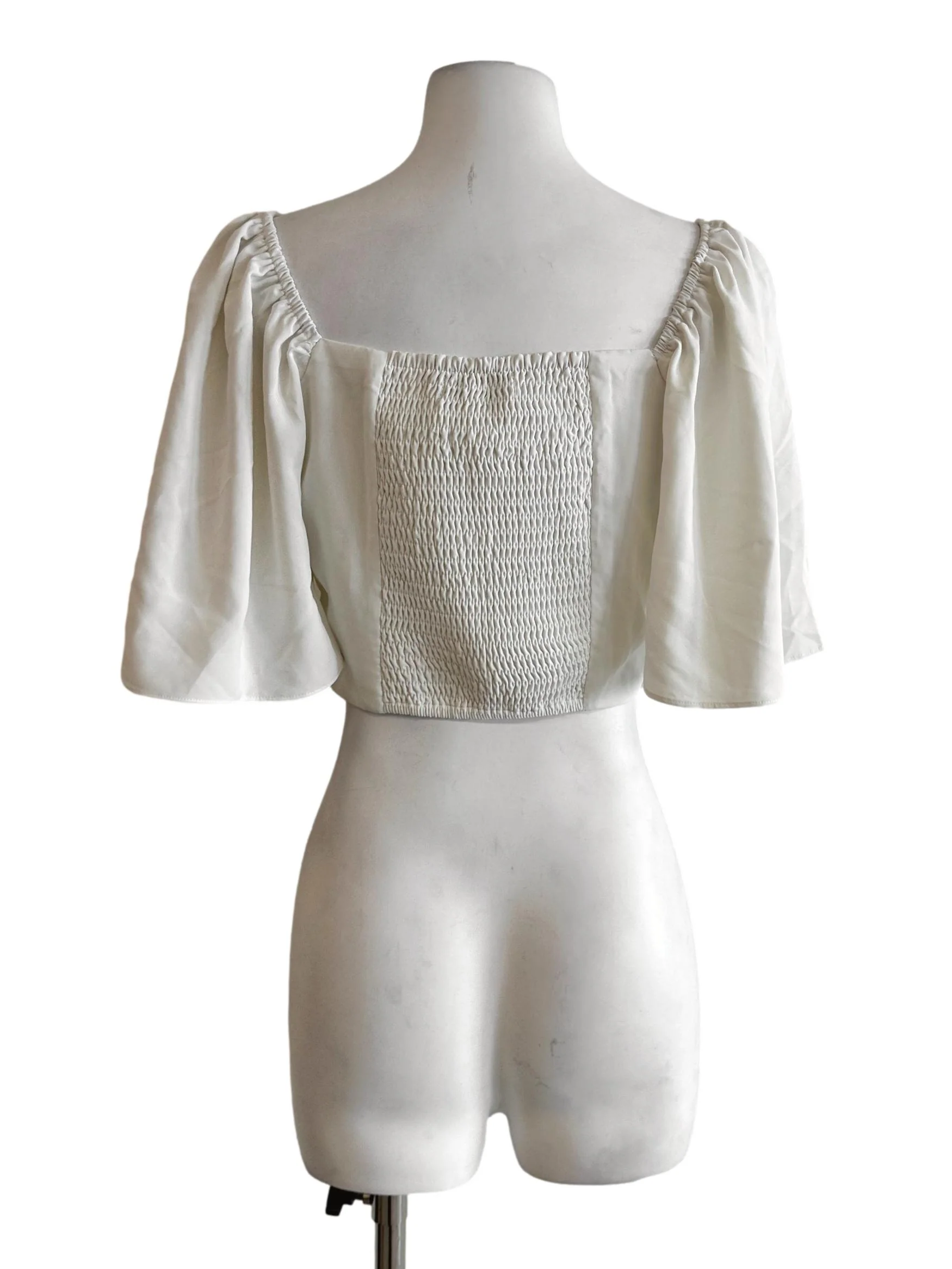 White Padded Cropped Crop Top - Image 2