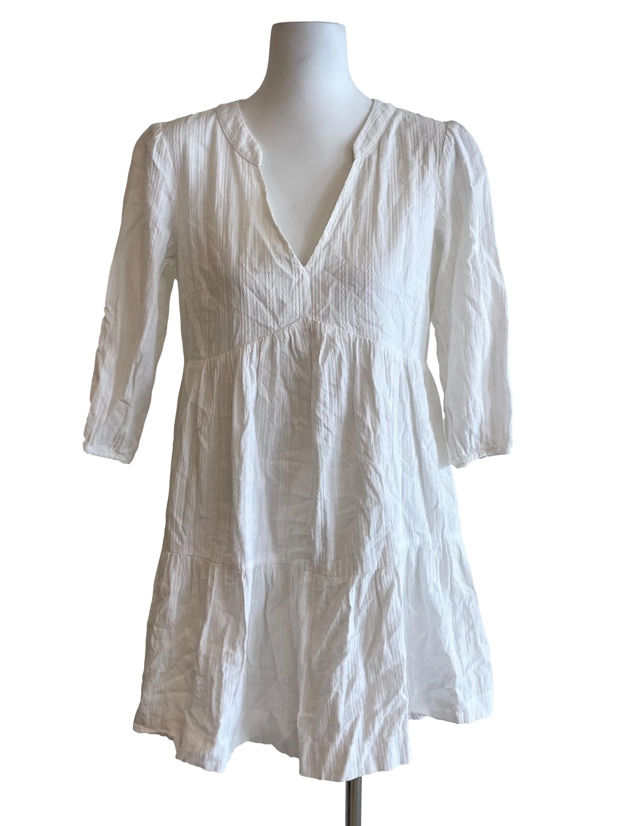 White Peasant Babydoll Dress