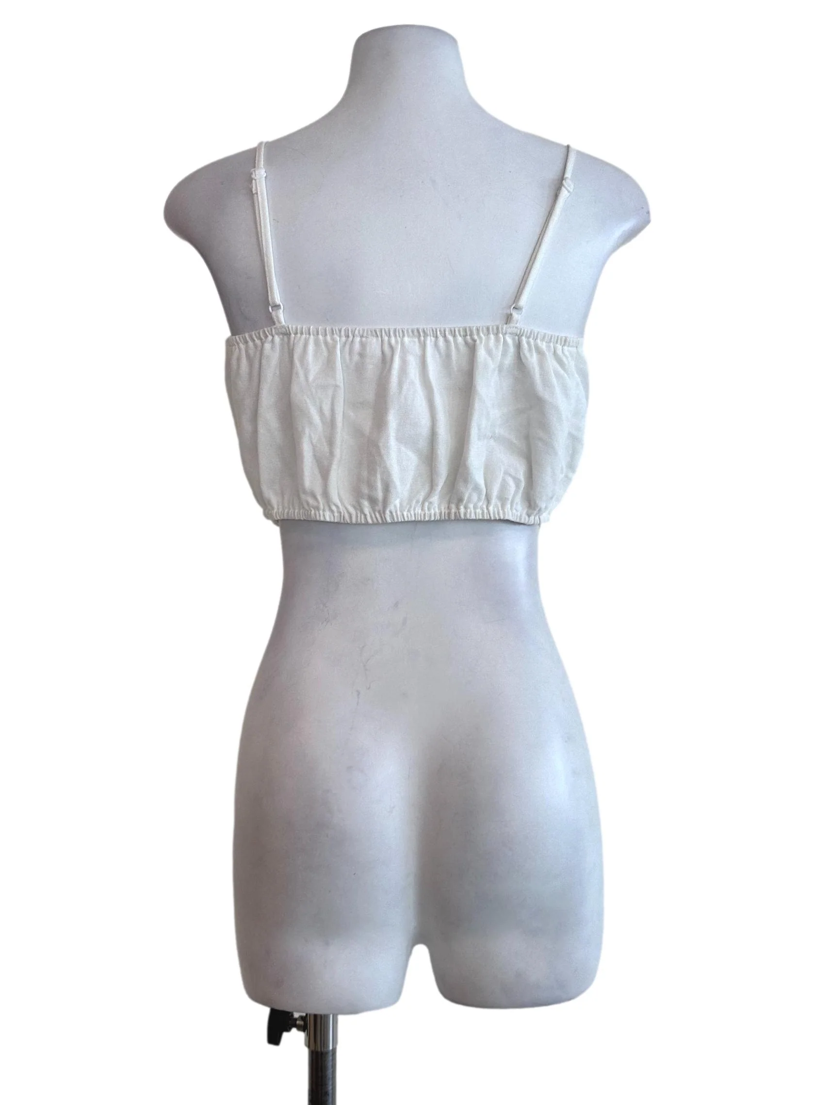 White Plain Sleeveless Crop Top - Image 2