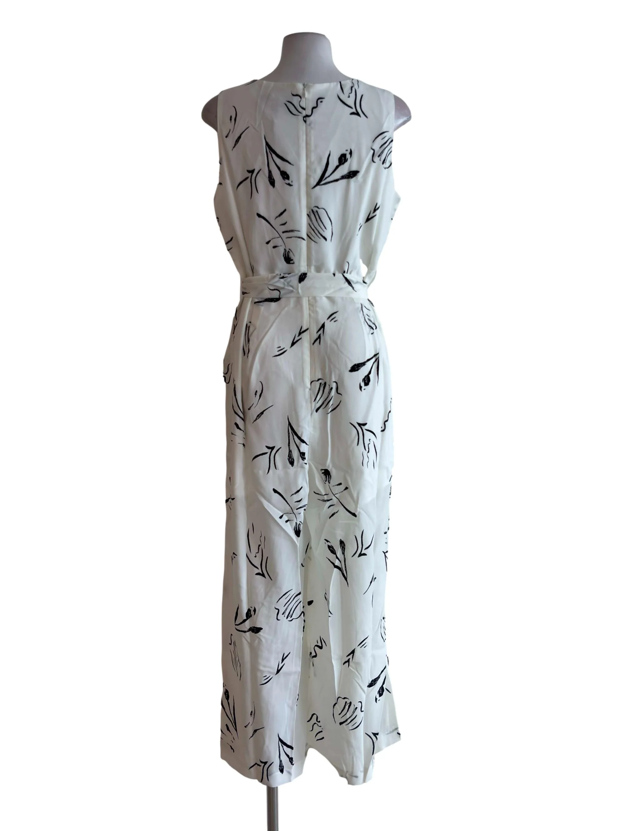 White Print V Neck Jumpsuit - Image 2