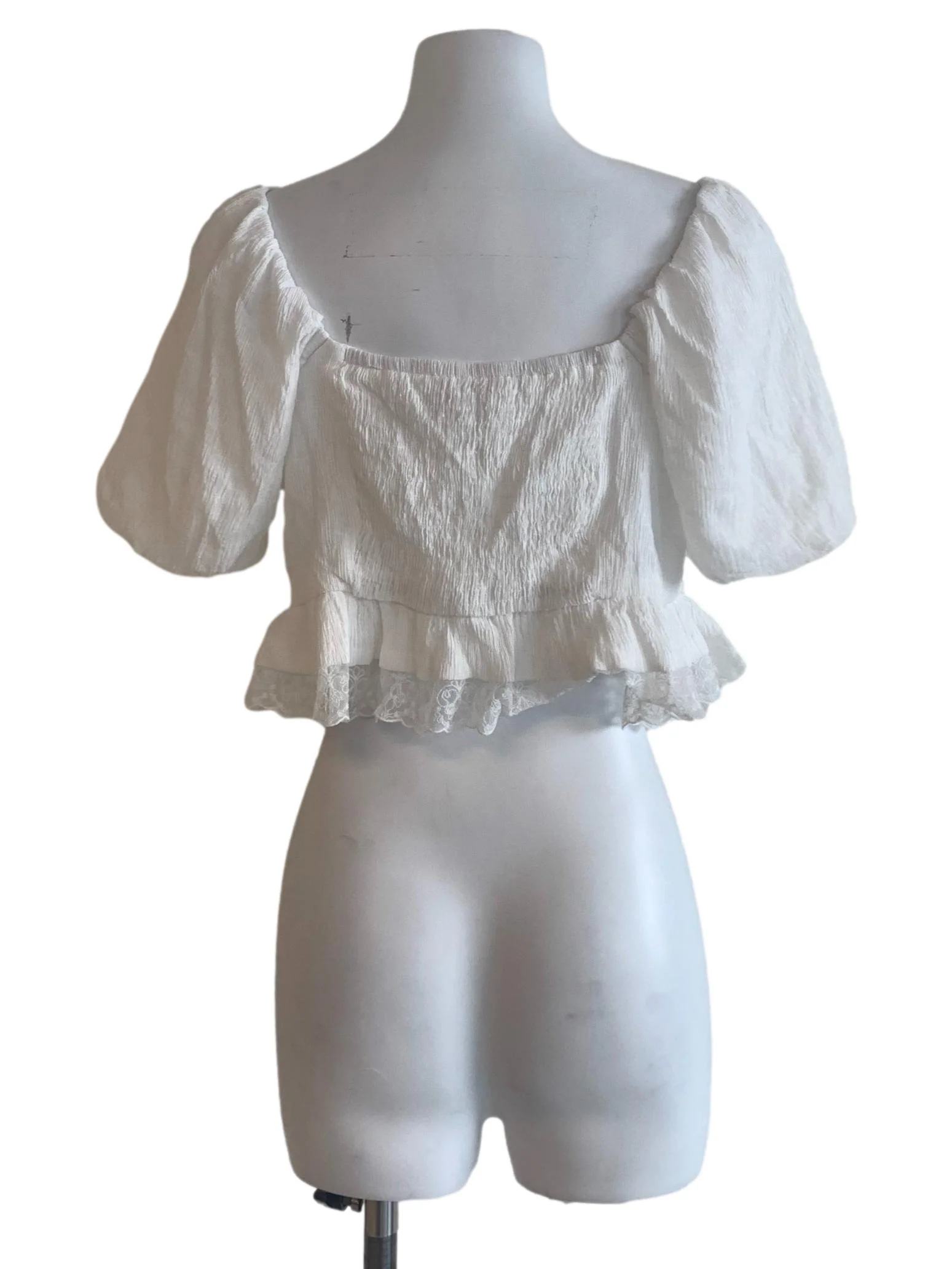 White Puff Sleeve Top - Image 2