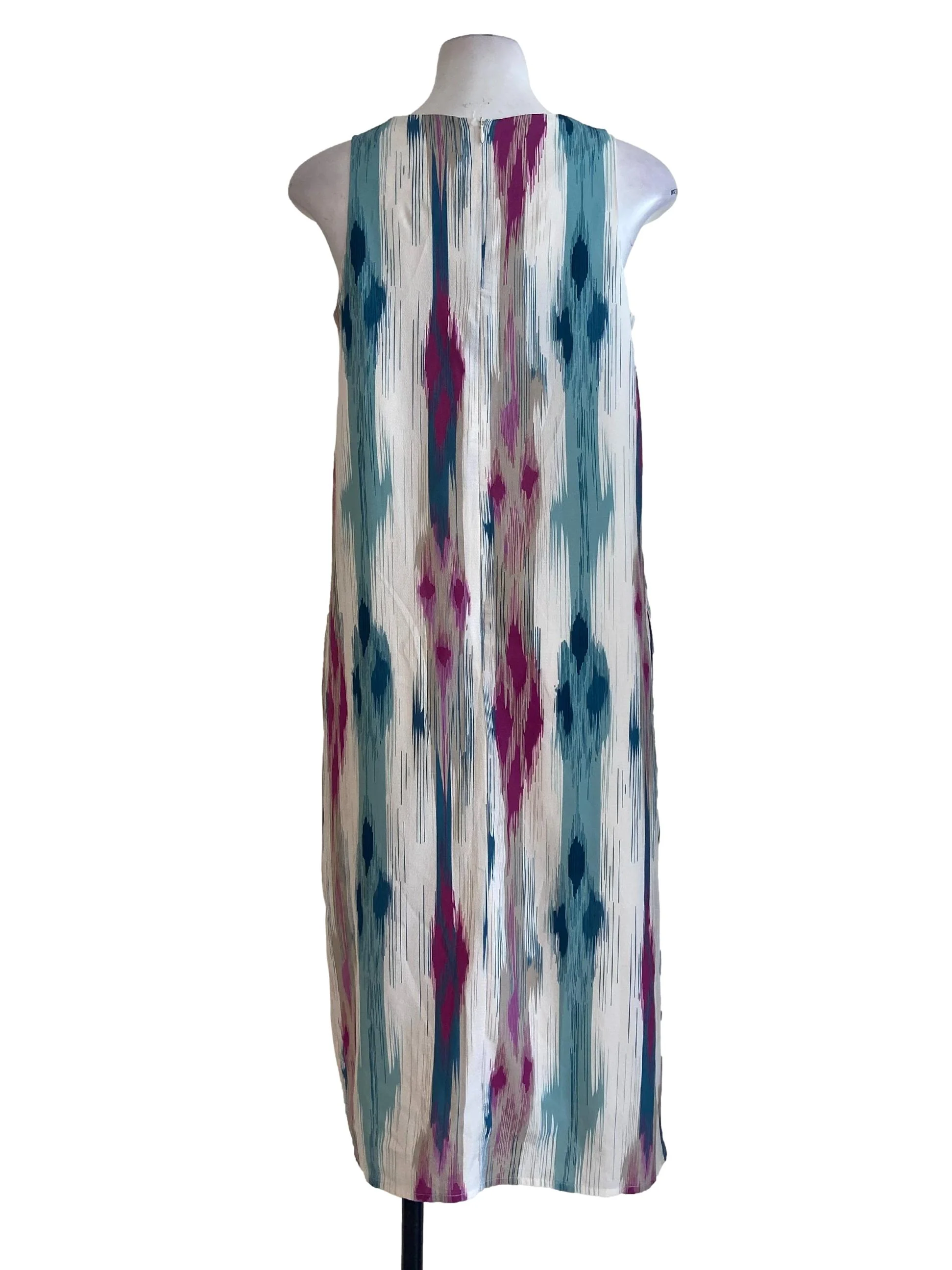 White & Purple Sleeveless Round Neck Dress - Image 2