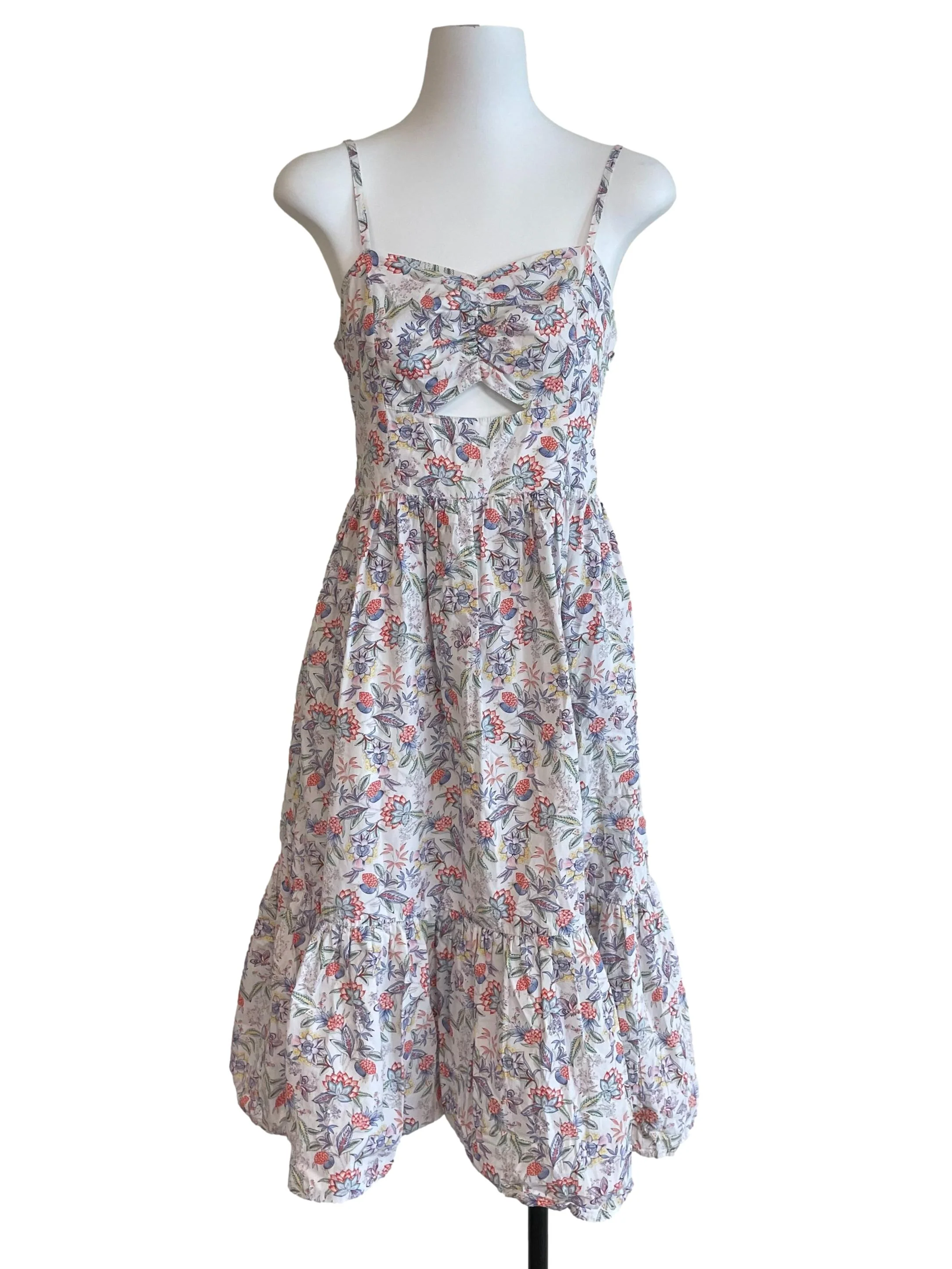 White Retro Floral Sweetheart Dress