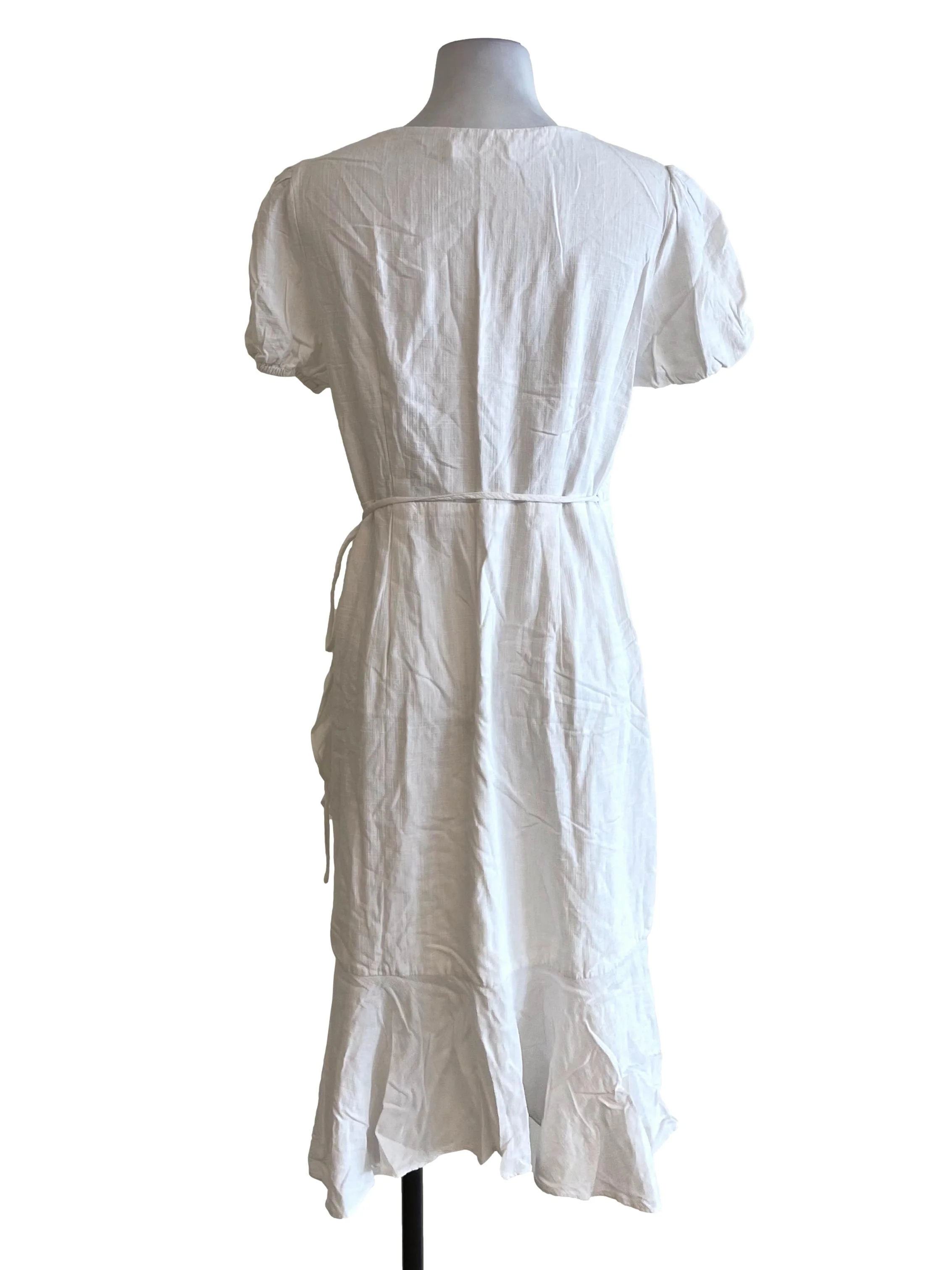 White Ruffled Wrap Dress - Image 2