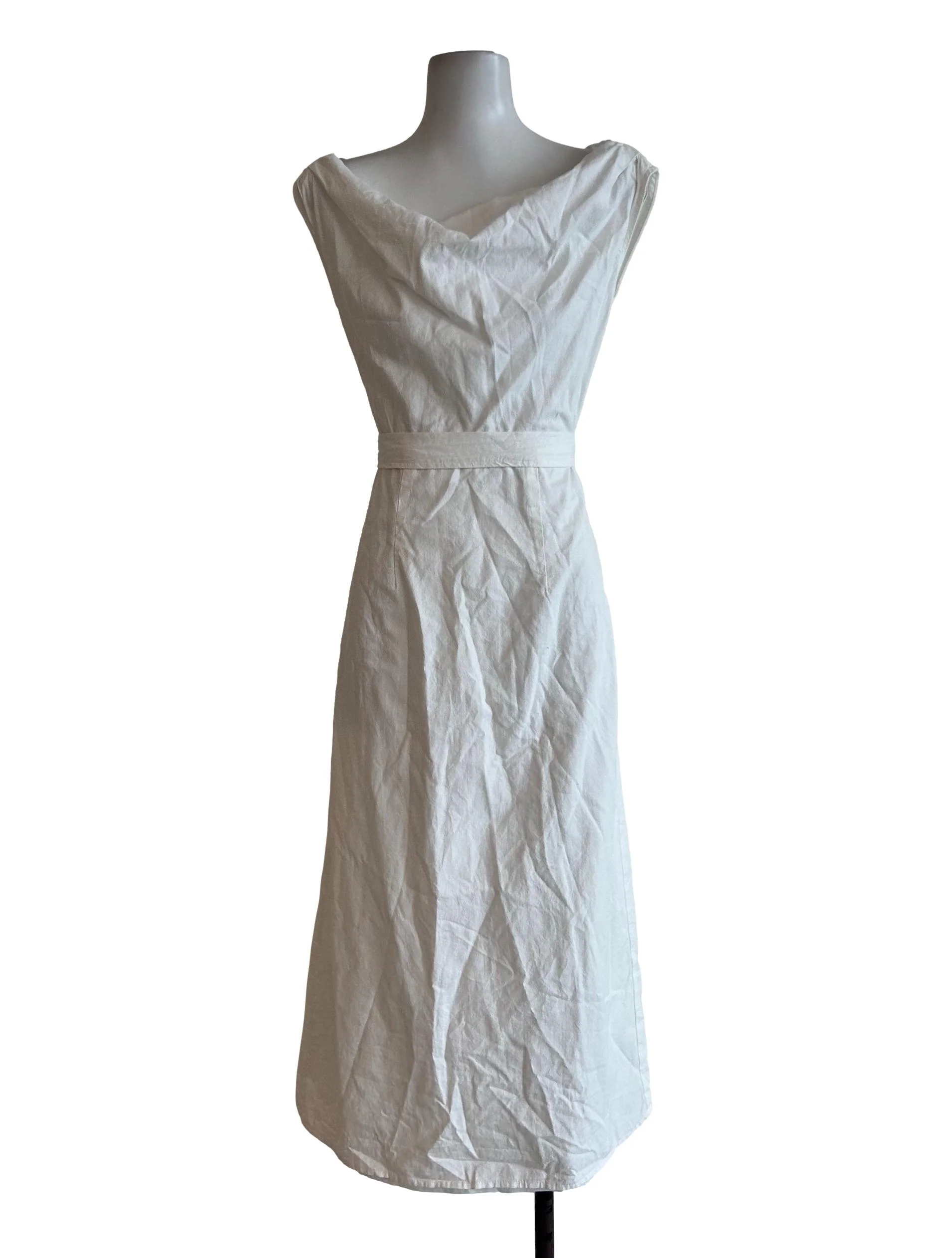 White Sleevless Midi Dress