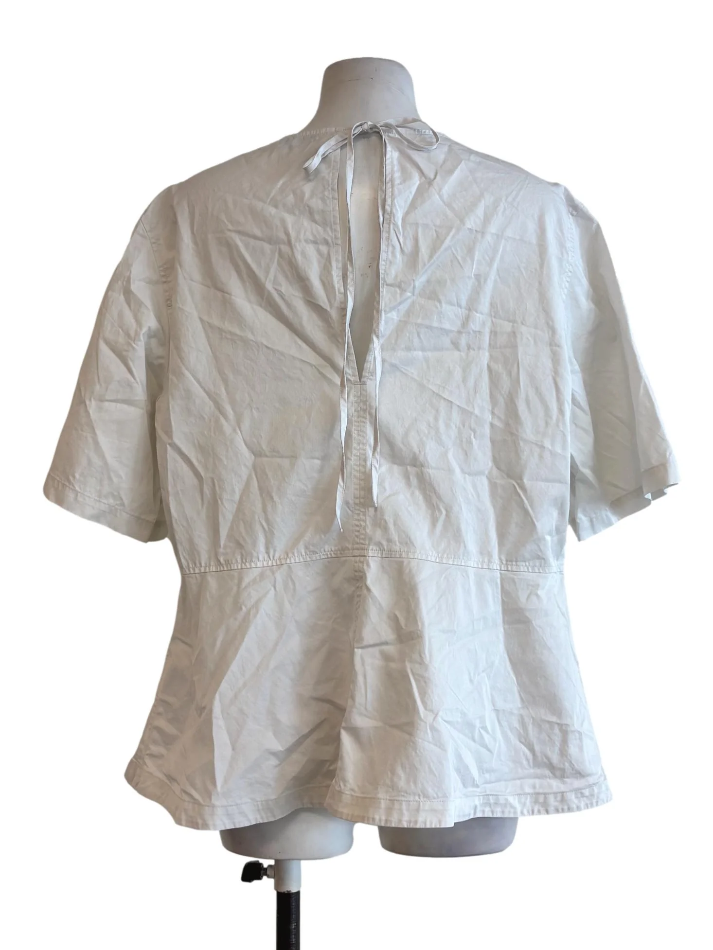 White Smoke Cotton Short Sleeve Blouse - Image 2