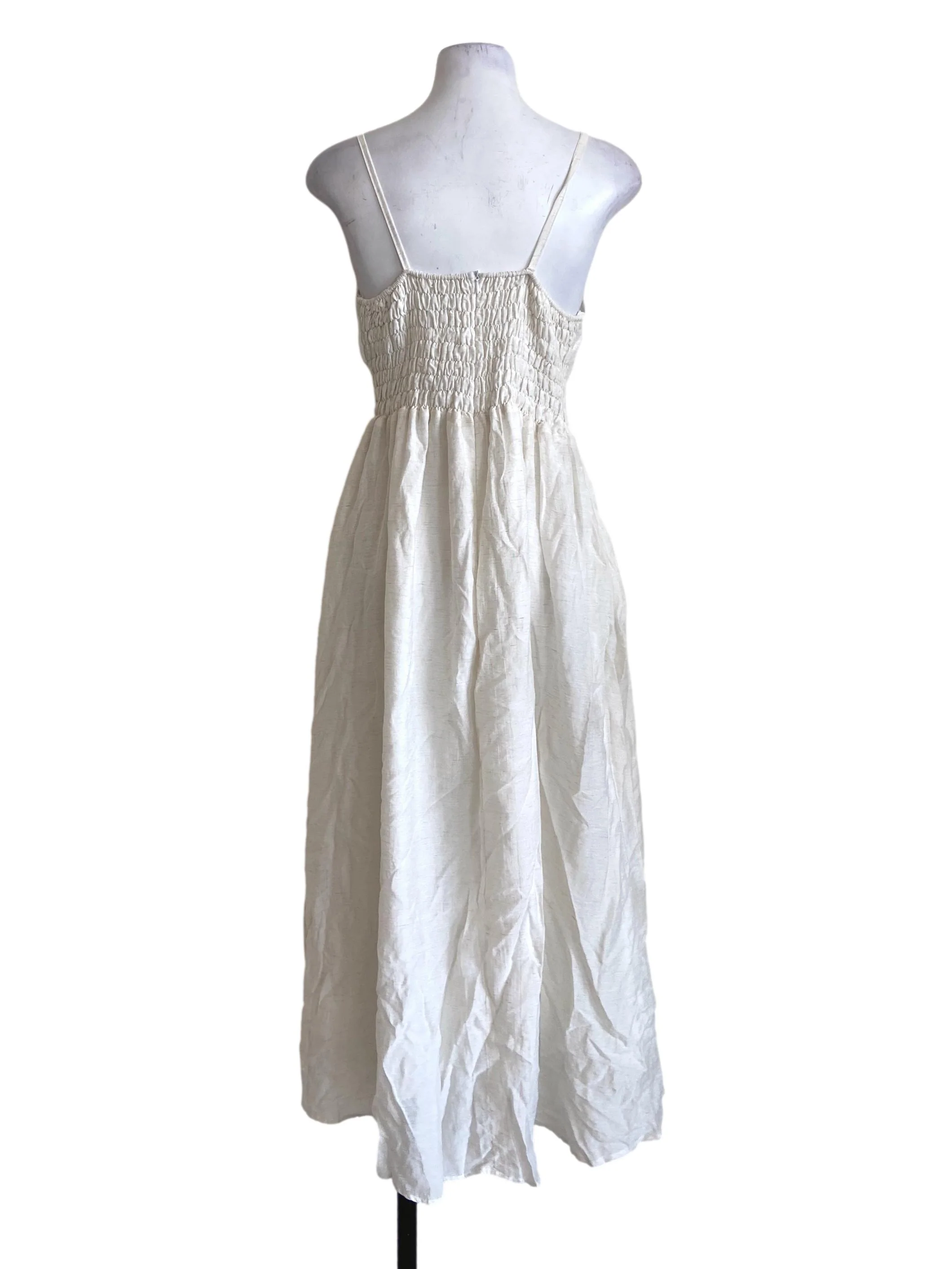 White Spaghetti Straps Pegged Waist Empire Dress - Image 2