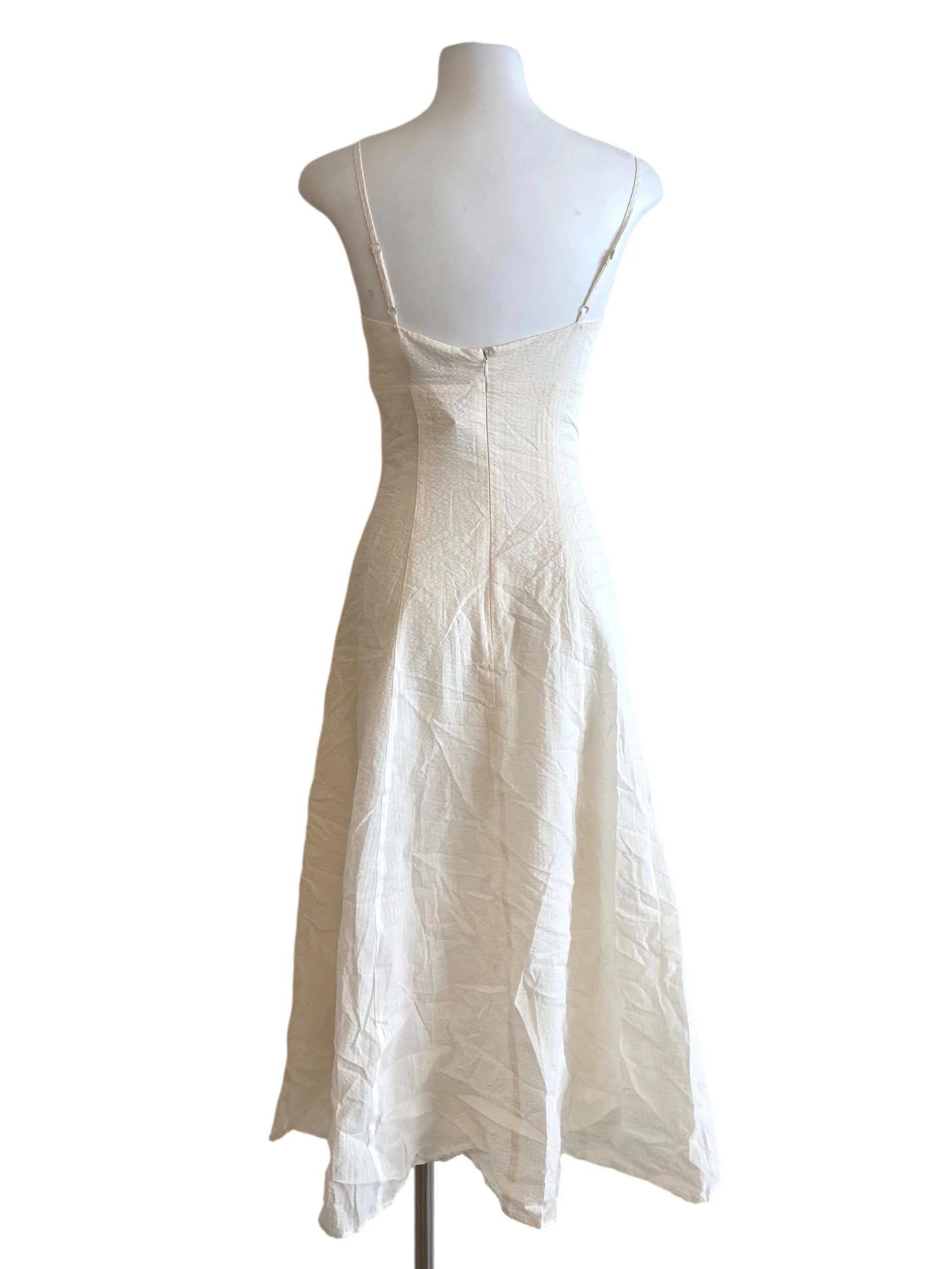 White Spaghetti Straps Sleeveless Empire Dress LB - Image 2