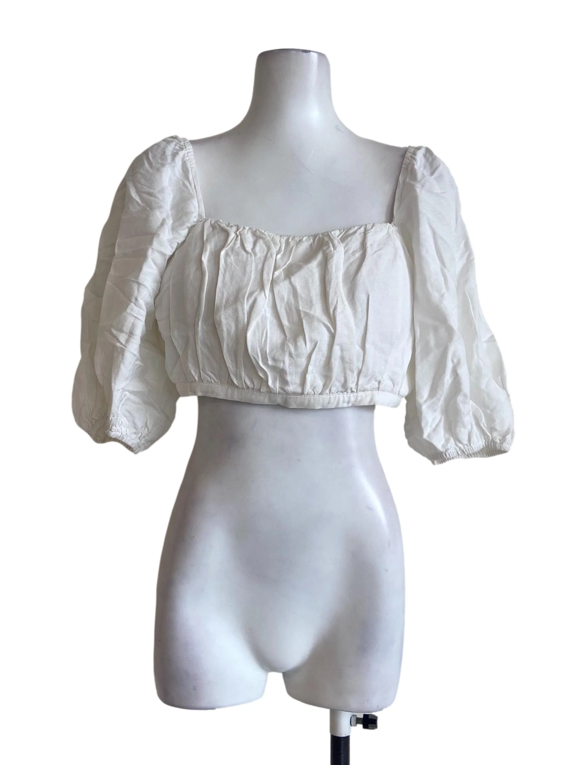 White Square Neck Crop Top LB