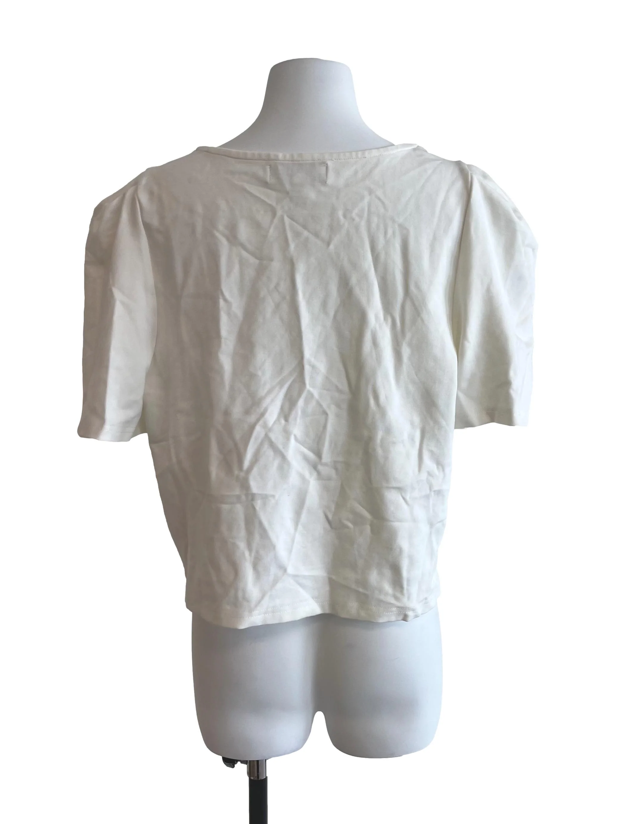 White Square Neck Puff Sleeve Top - Image 2