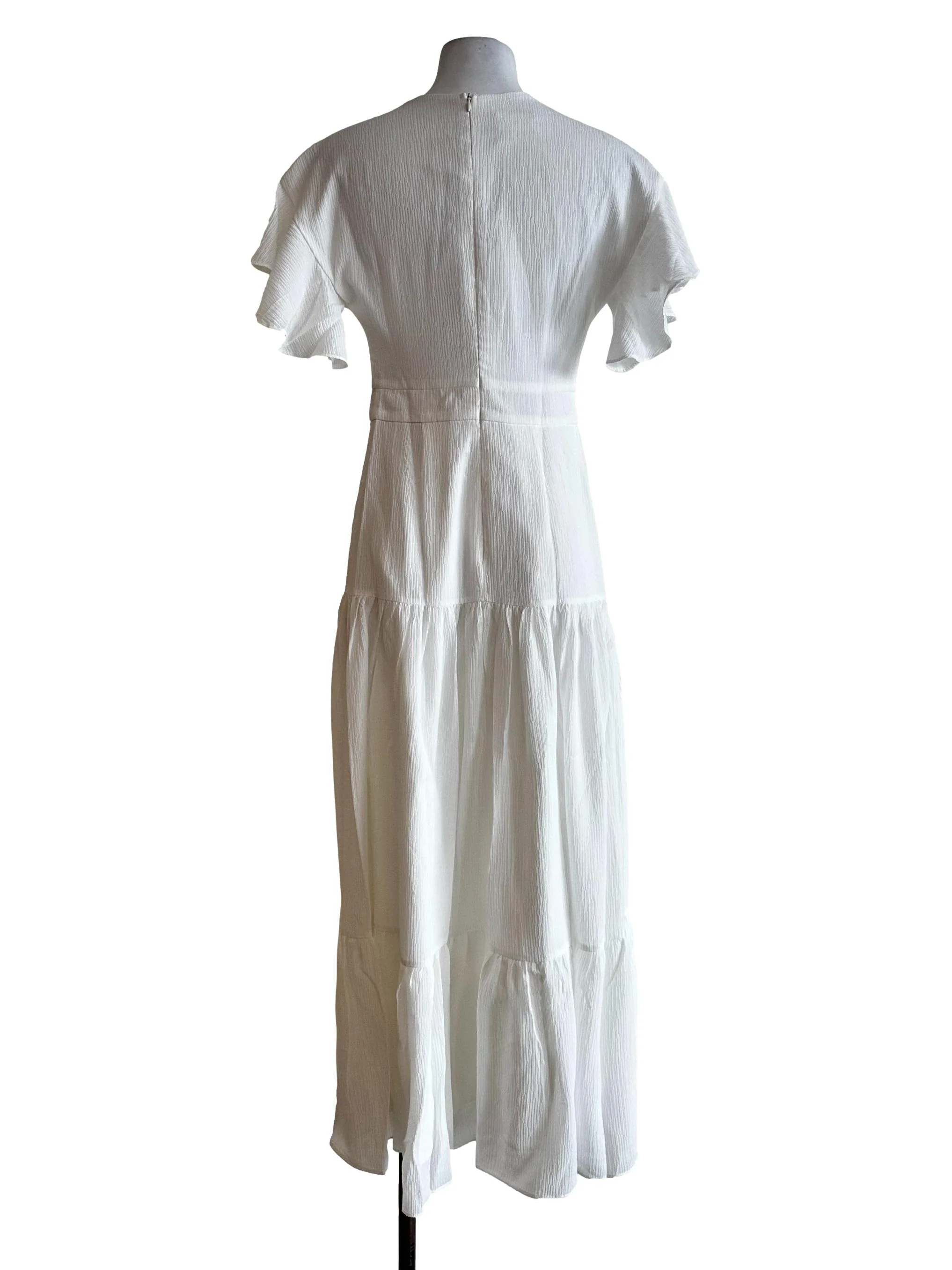 White Textured Pattern Maxi Dress - Image 2