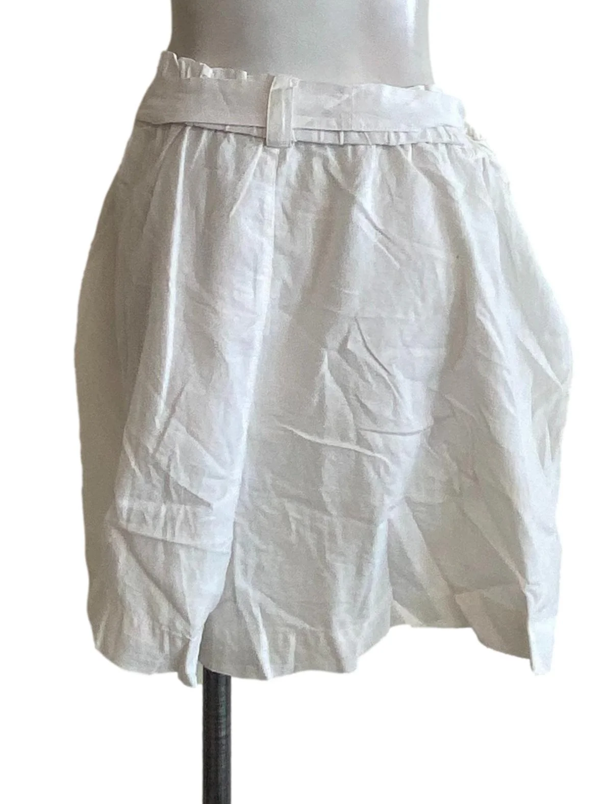 White Twill Tie Waist Shorts - Image 2