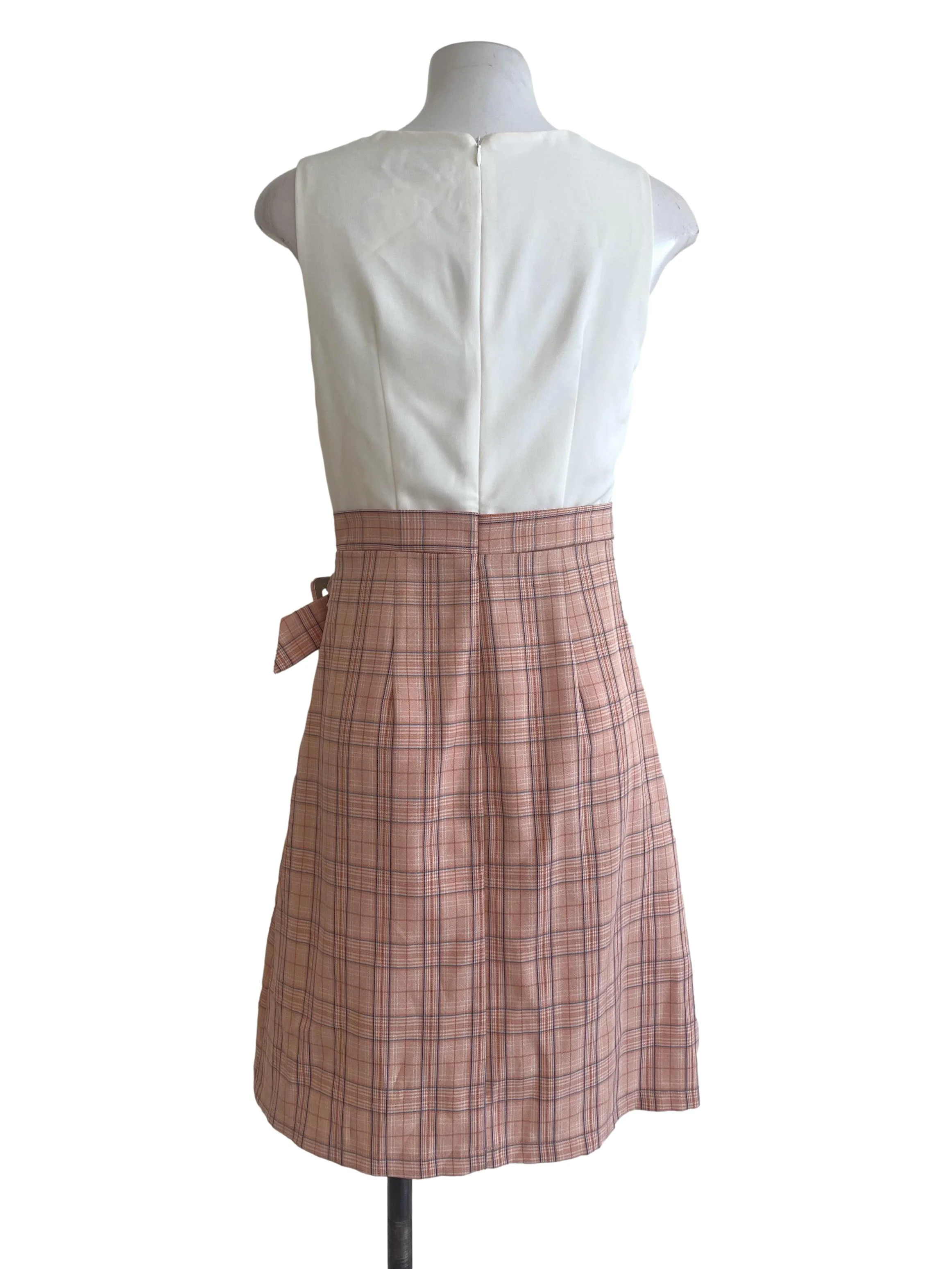 White With Pink Checked Dress - Image 2