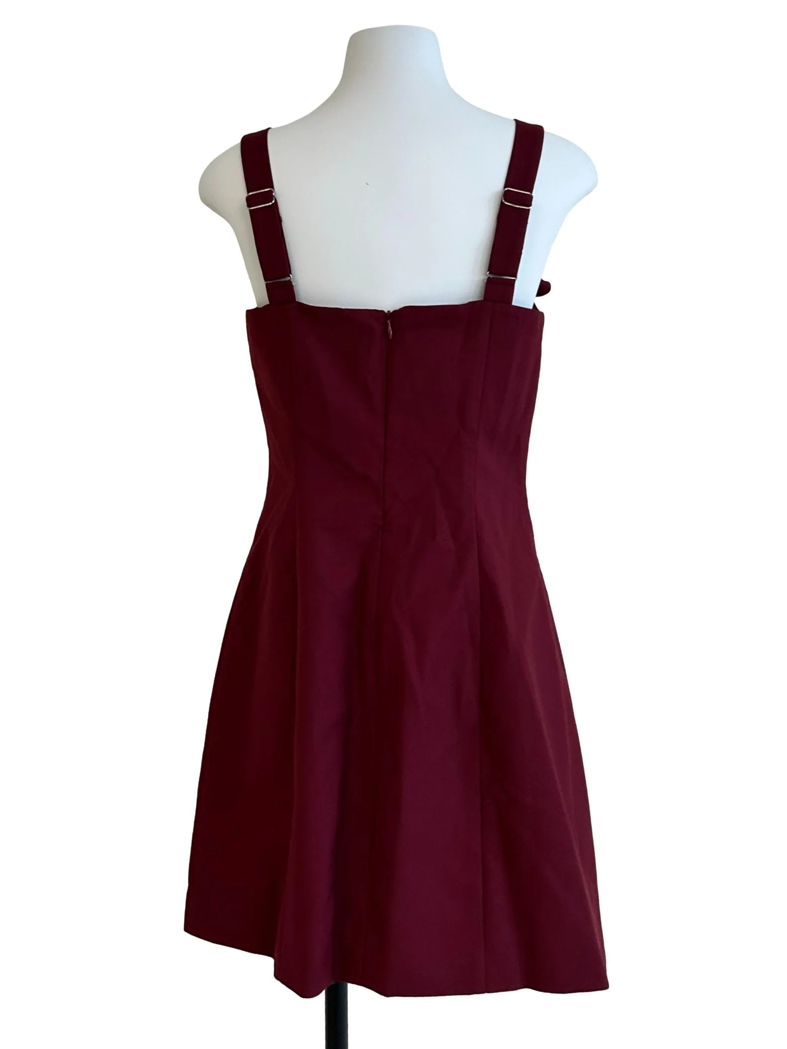 Wine Red Floral Strap Dress - Image 2